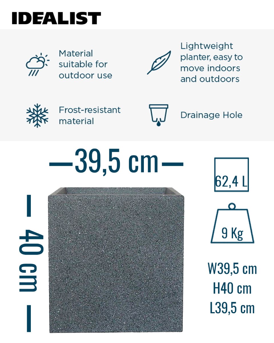 IDEALIST Lite Textured Concrete Effect Square Outdoor Planter