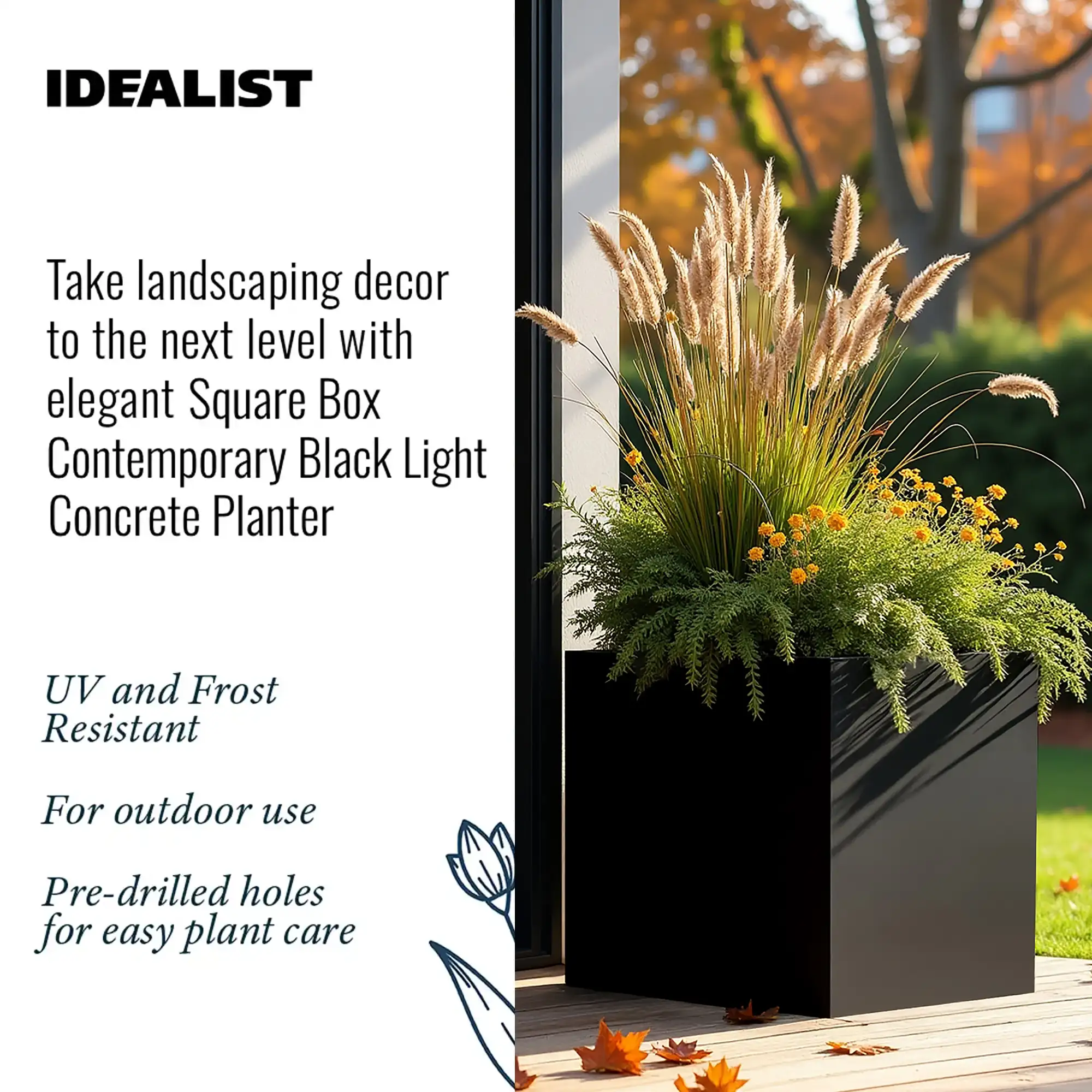 IDEALIST Lite Square Box Contemporary Light Concrete Planter