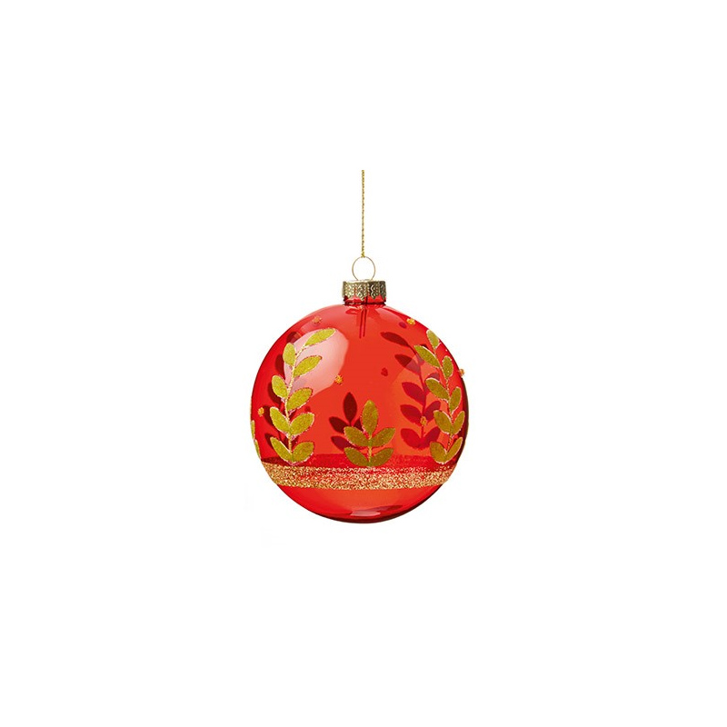 Christmas Tree Baubles Balls with Leaf Stem Pattern