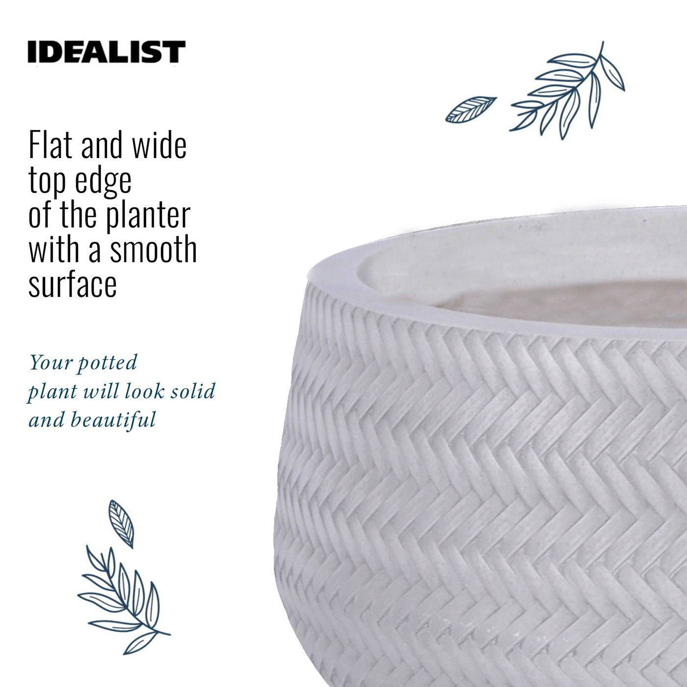 IDEALIST Lite Plaited Style Bowl Planter on Legs, Round Pot Plant Stand Indoor