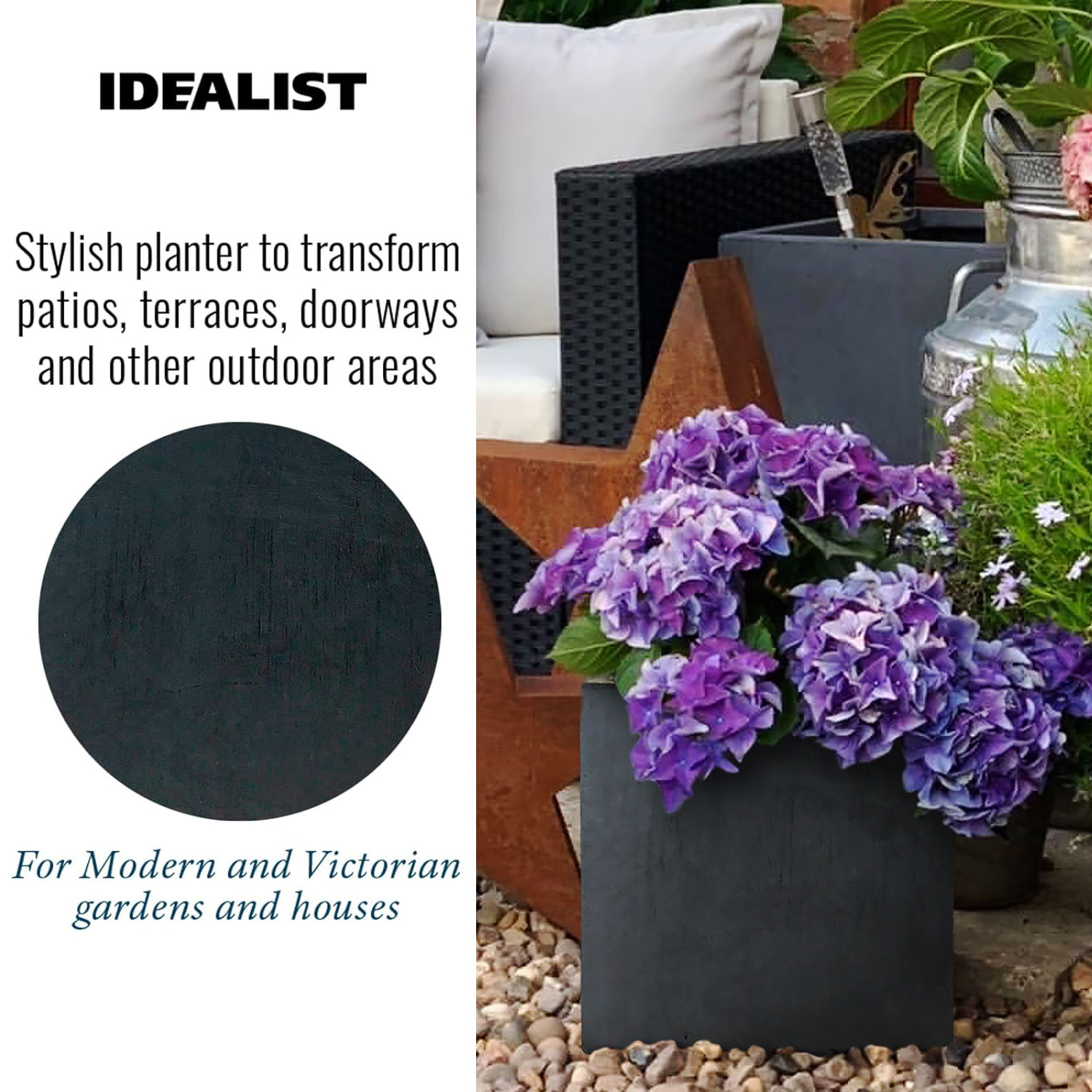 IDEALIST Lite Square Box Contemporary Light Concrete Planter