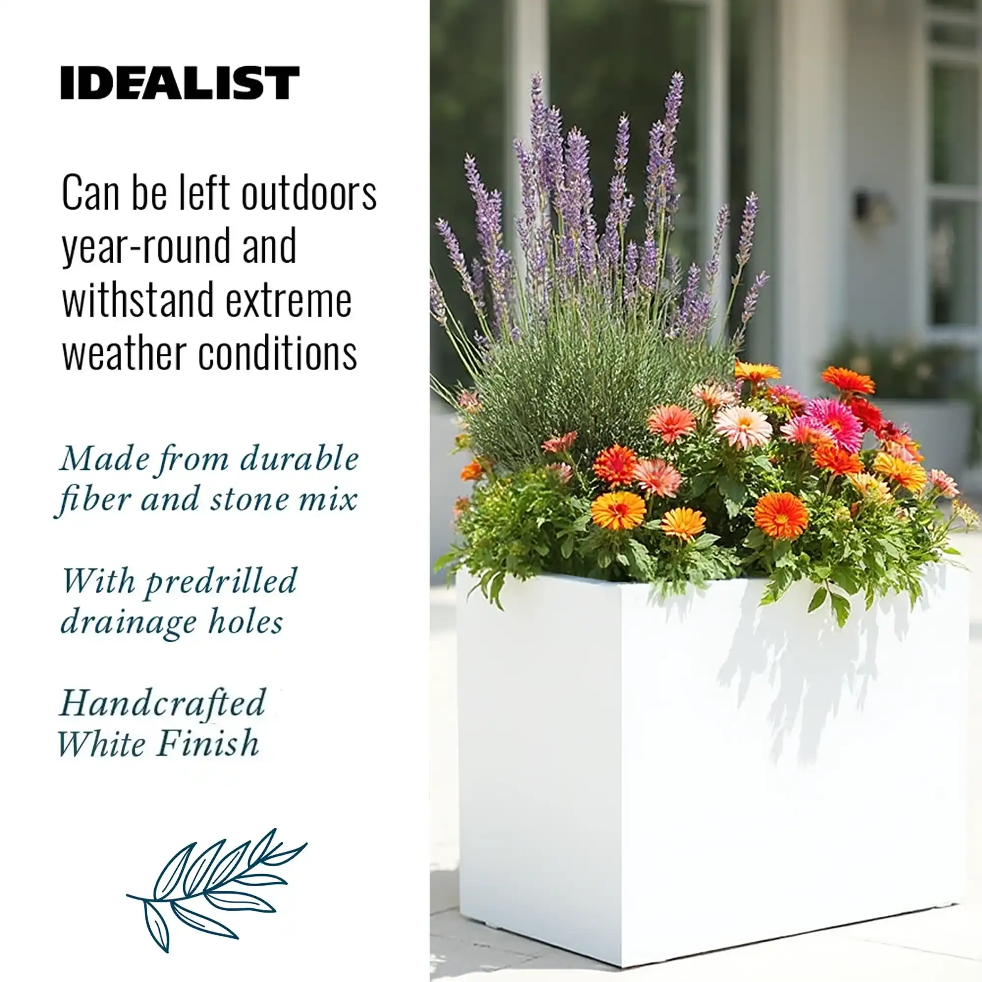 IDEALIST Lite Contemporary Light Concrete Trough Planter