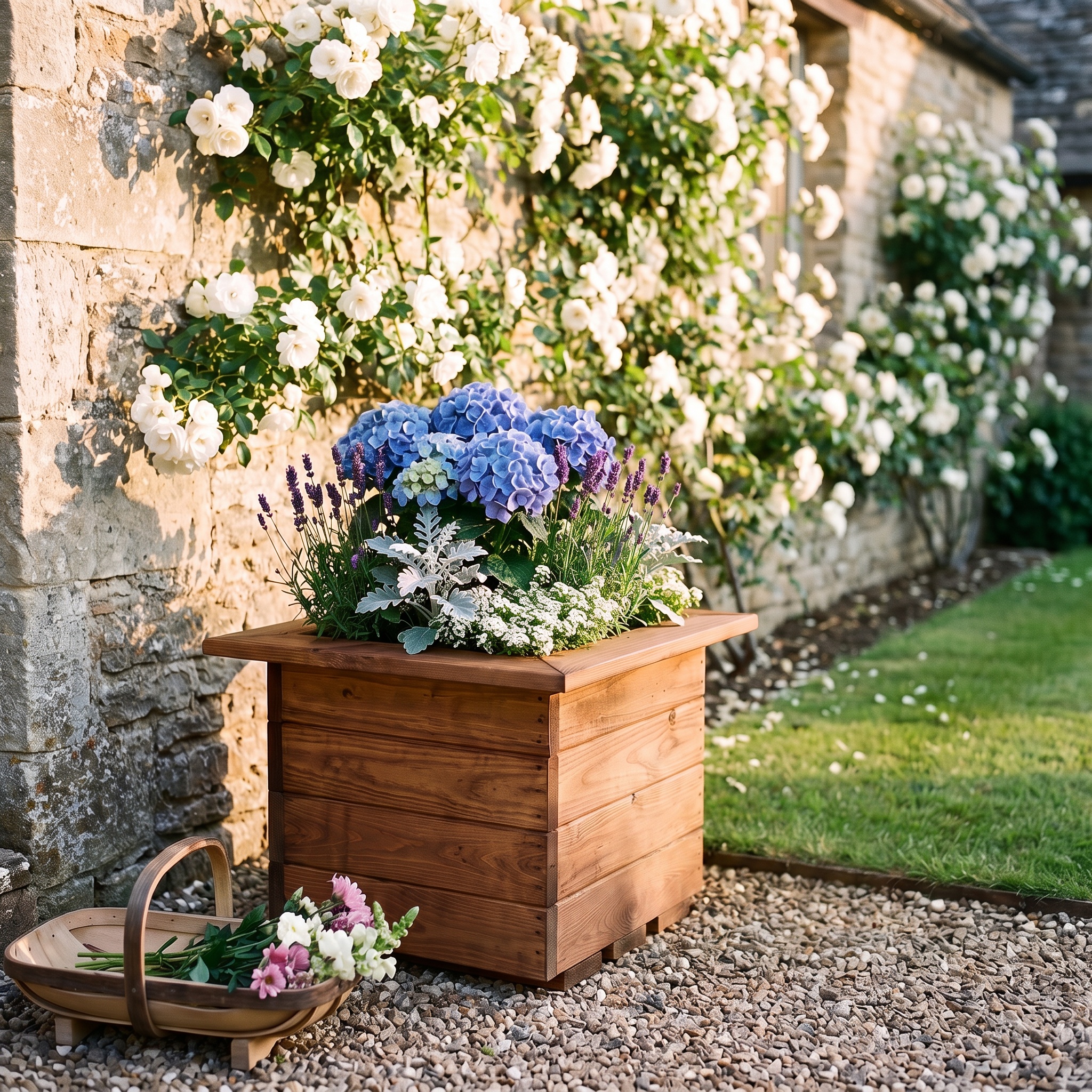 Rustic Scandinavian Redwood Square Outdoor Planter Made in UK by HORTICO