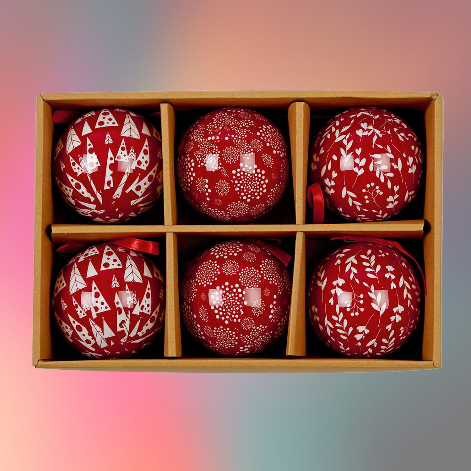 Christmas Tree Baubles Skandi Decoupage Balls