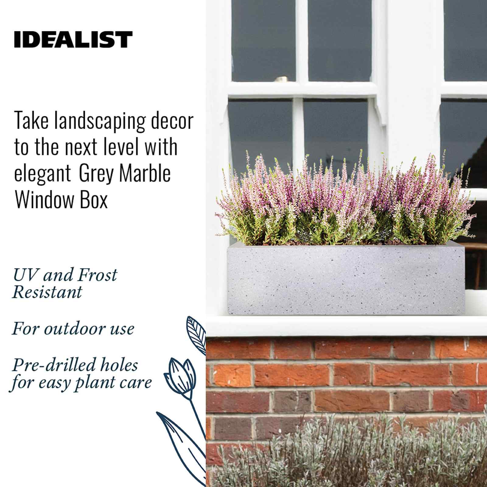 IDEALIST Lite Window Box Light Concrete Planter