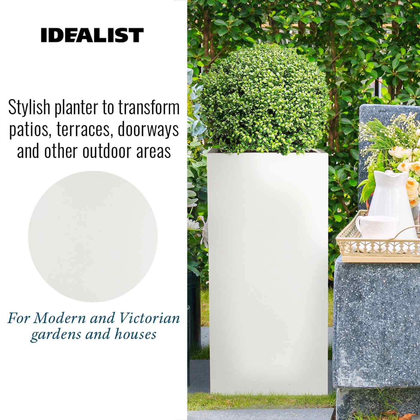 IDEALIST Lite Tall Square Contemporary Light Concrete Planter