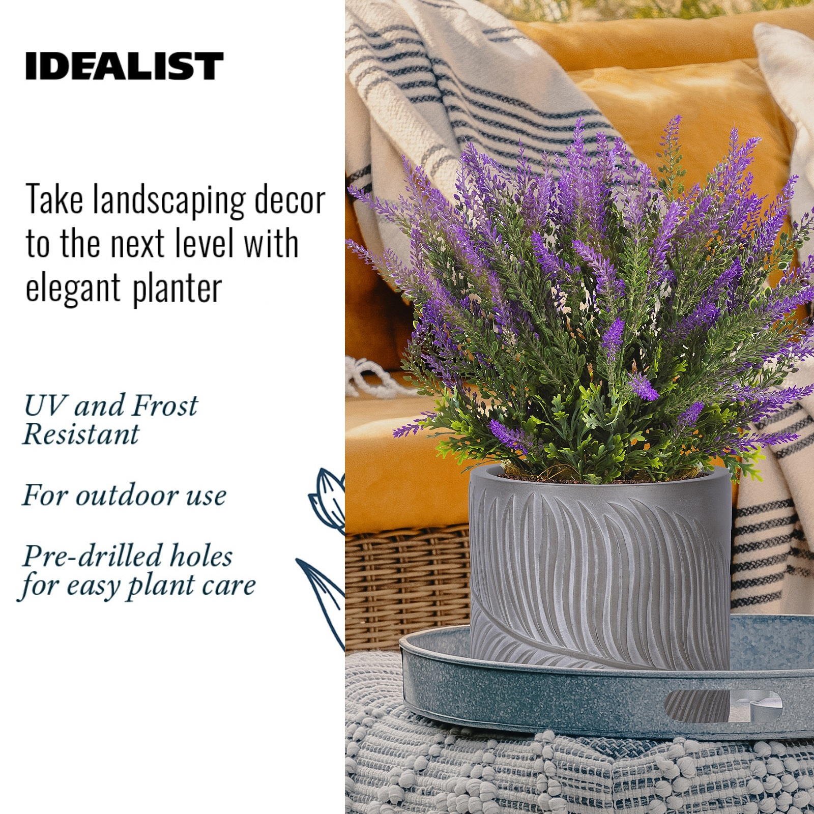 IDEALIST Lite Leaf Embossed Round Planter