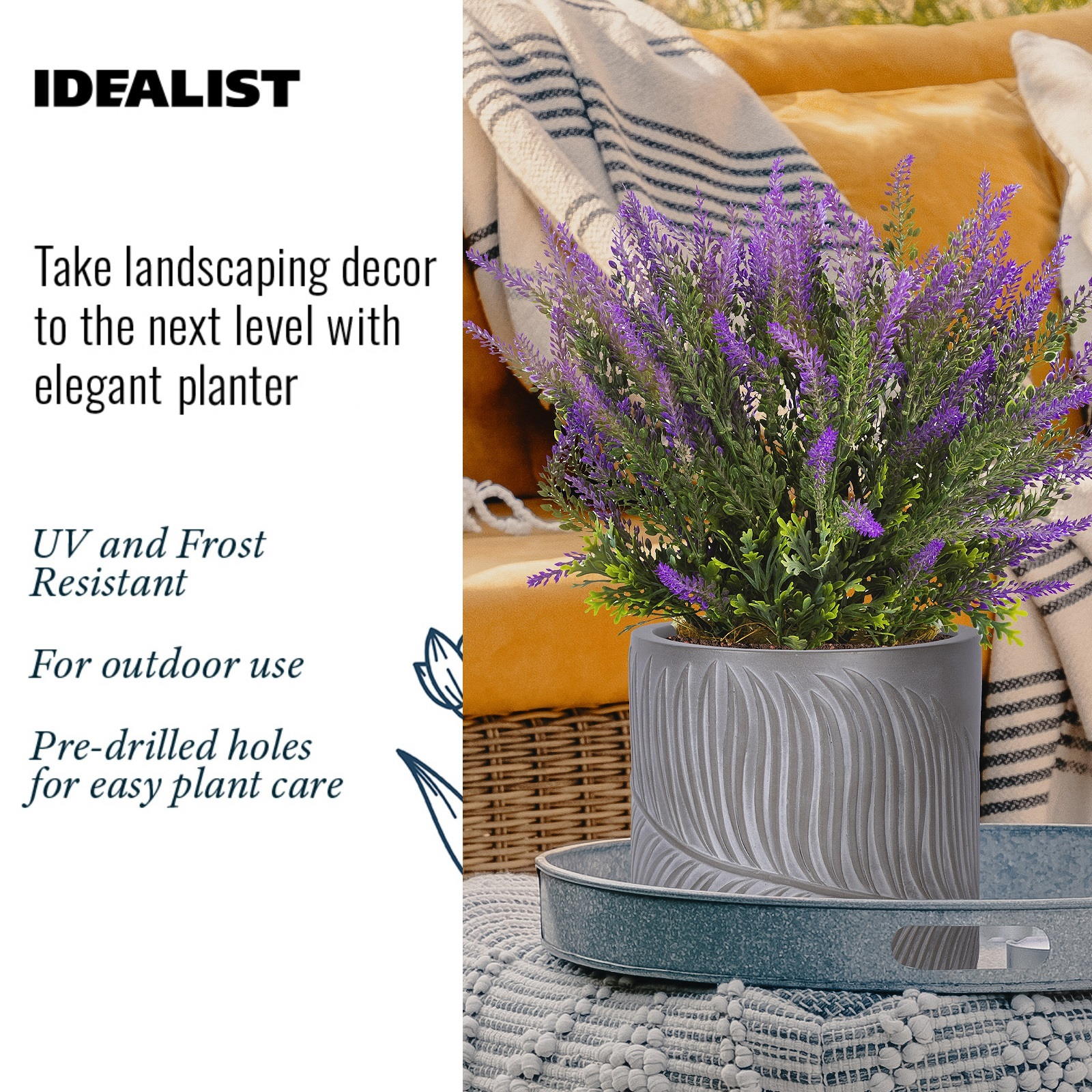 IDEALIST Lite Leaf Embossed Round Planter
