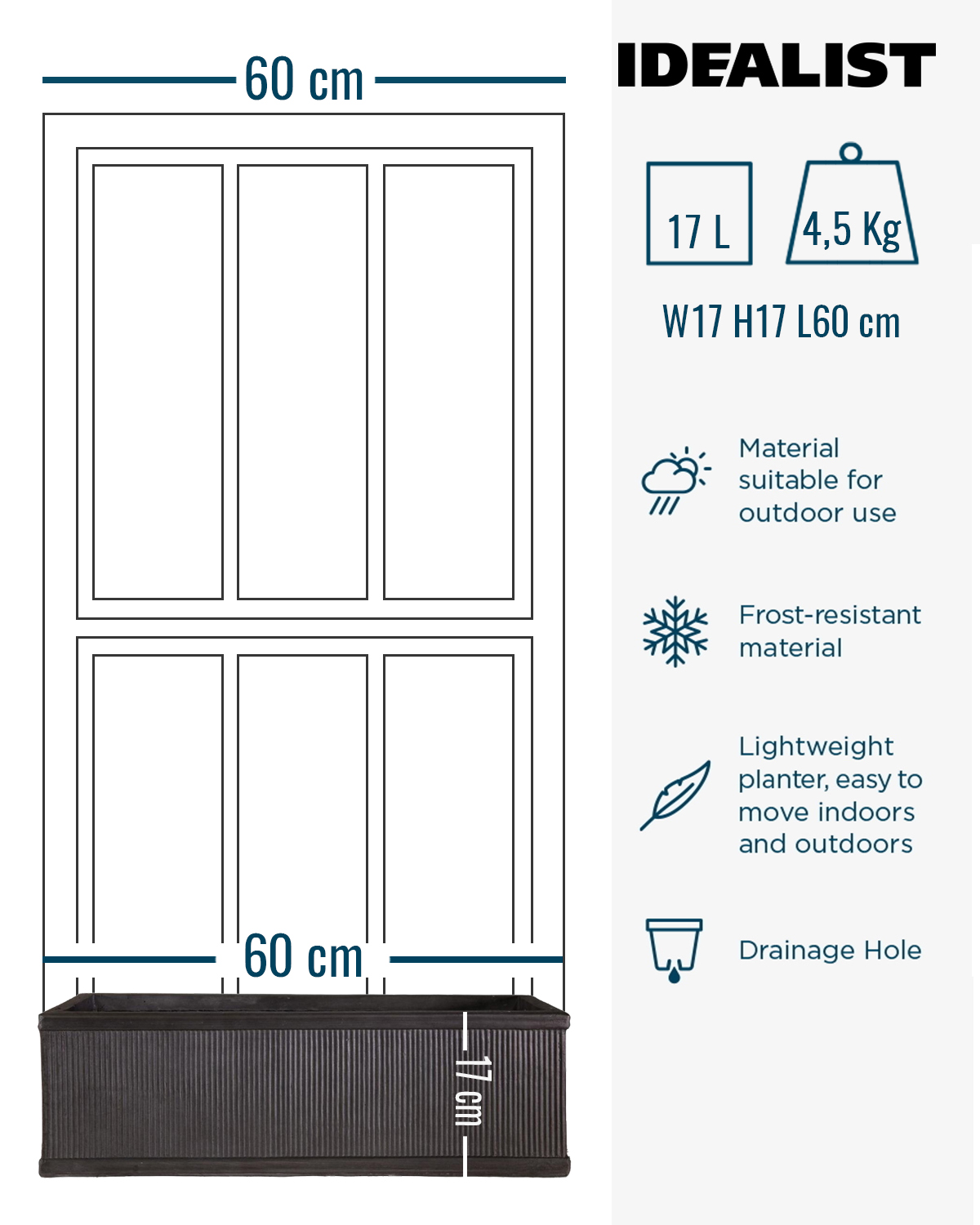 IDEALIST Lite Vertical Ribbed Vintage Style Window Box