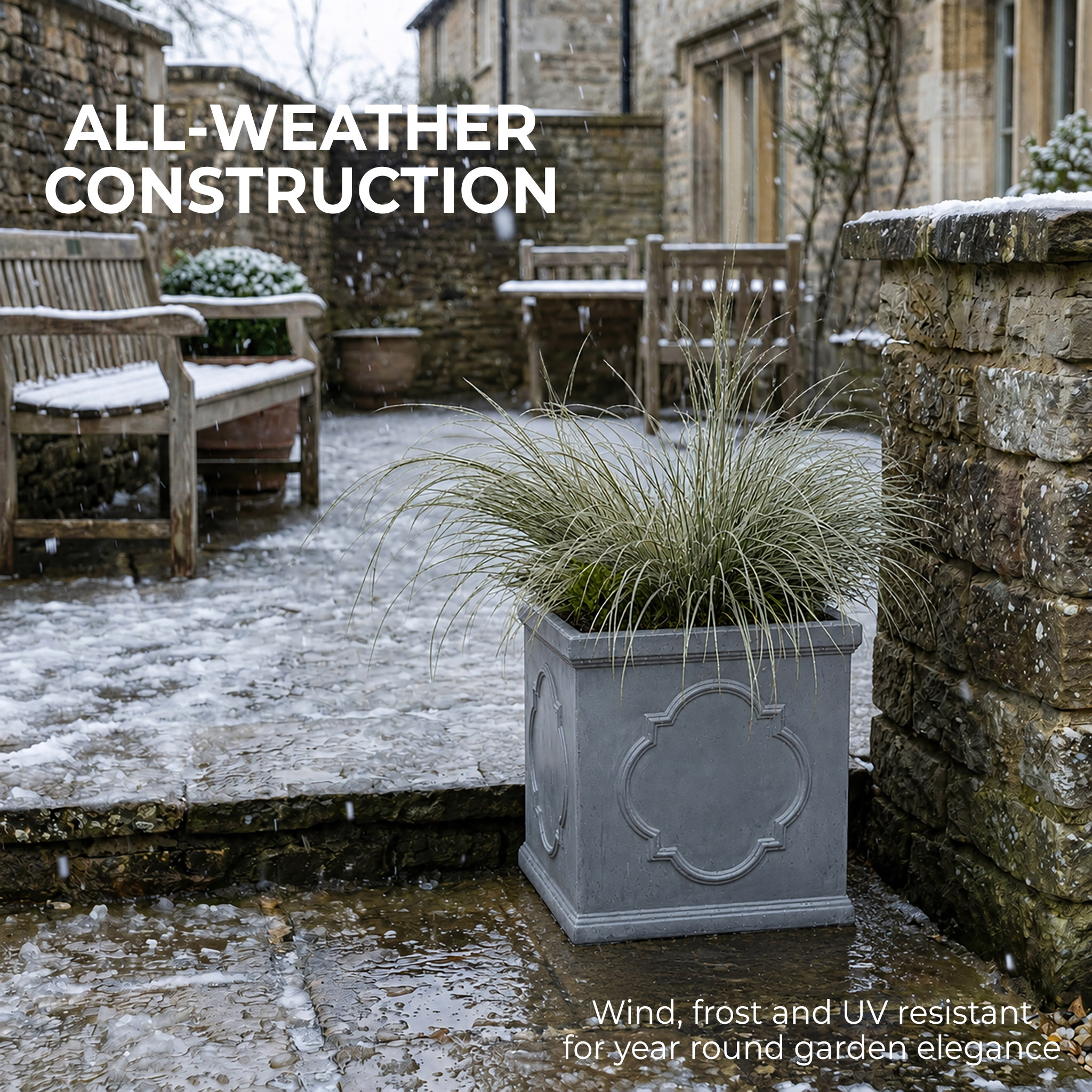 IDEALIST Windsor Light Stone Square Garden Planter