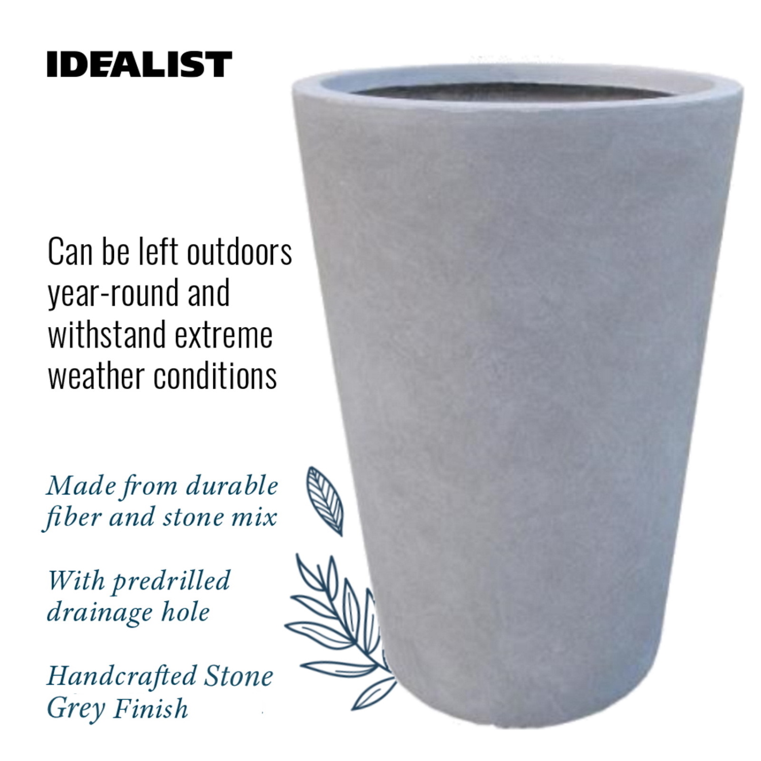 IDEALIST Lite Contemporary Round Light Concrete Planter