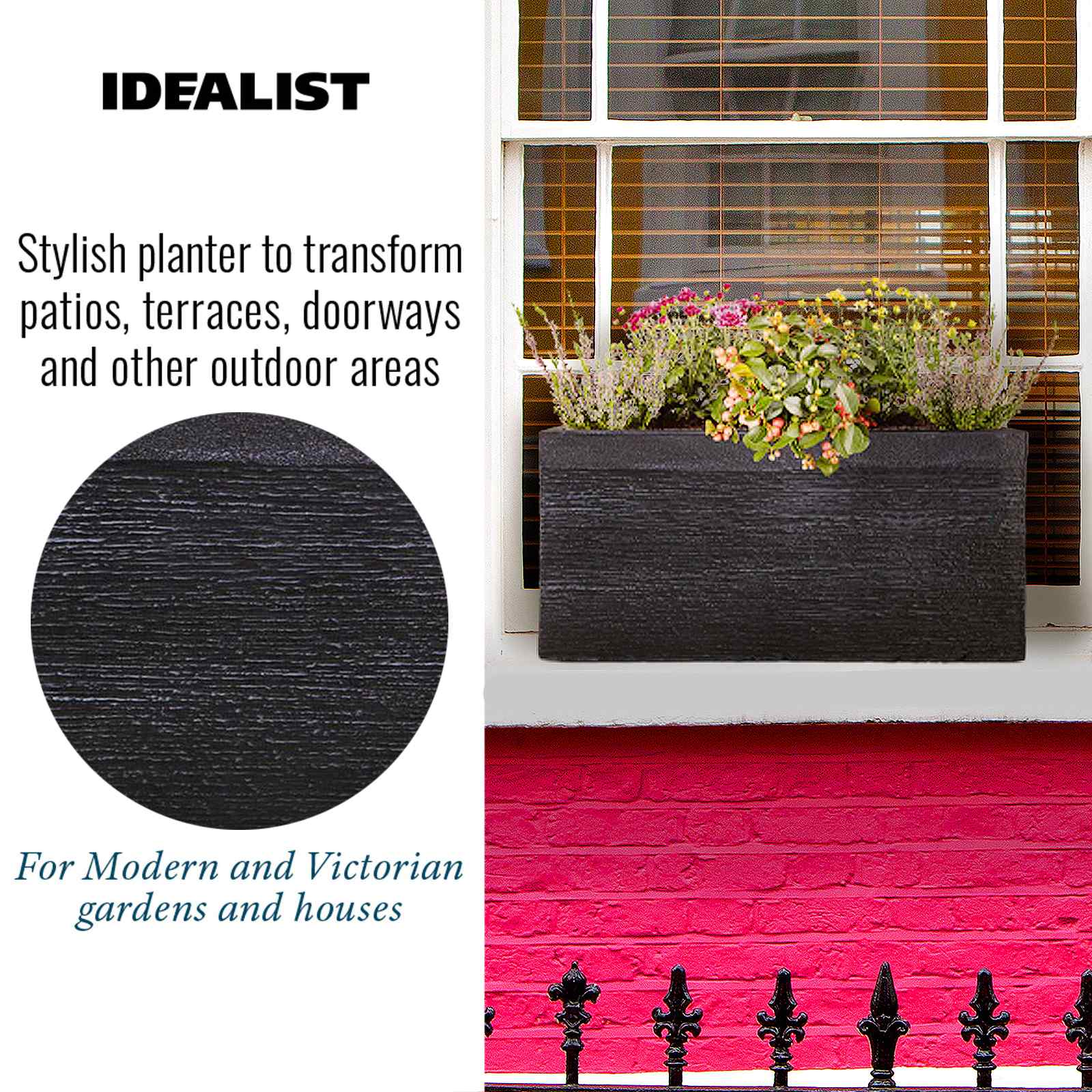 IDEALIST Lite Ribbed Light Concrete Trough Planter