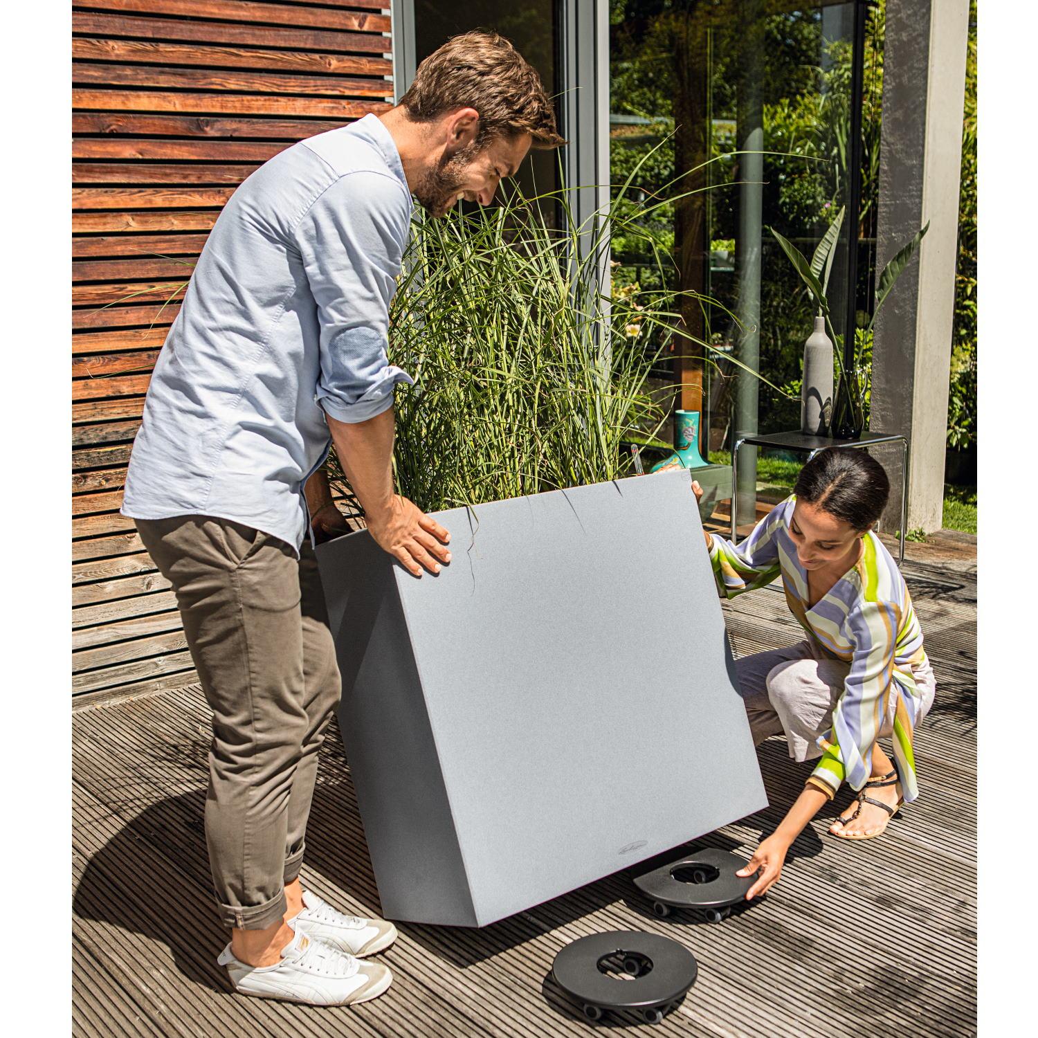 LECHUZA CANTO Stone Wide Trough Poly Resin Floor Self-watering Planter
