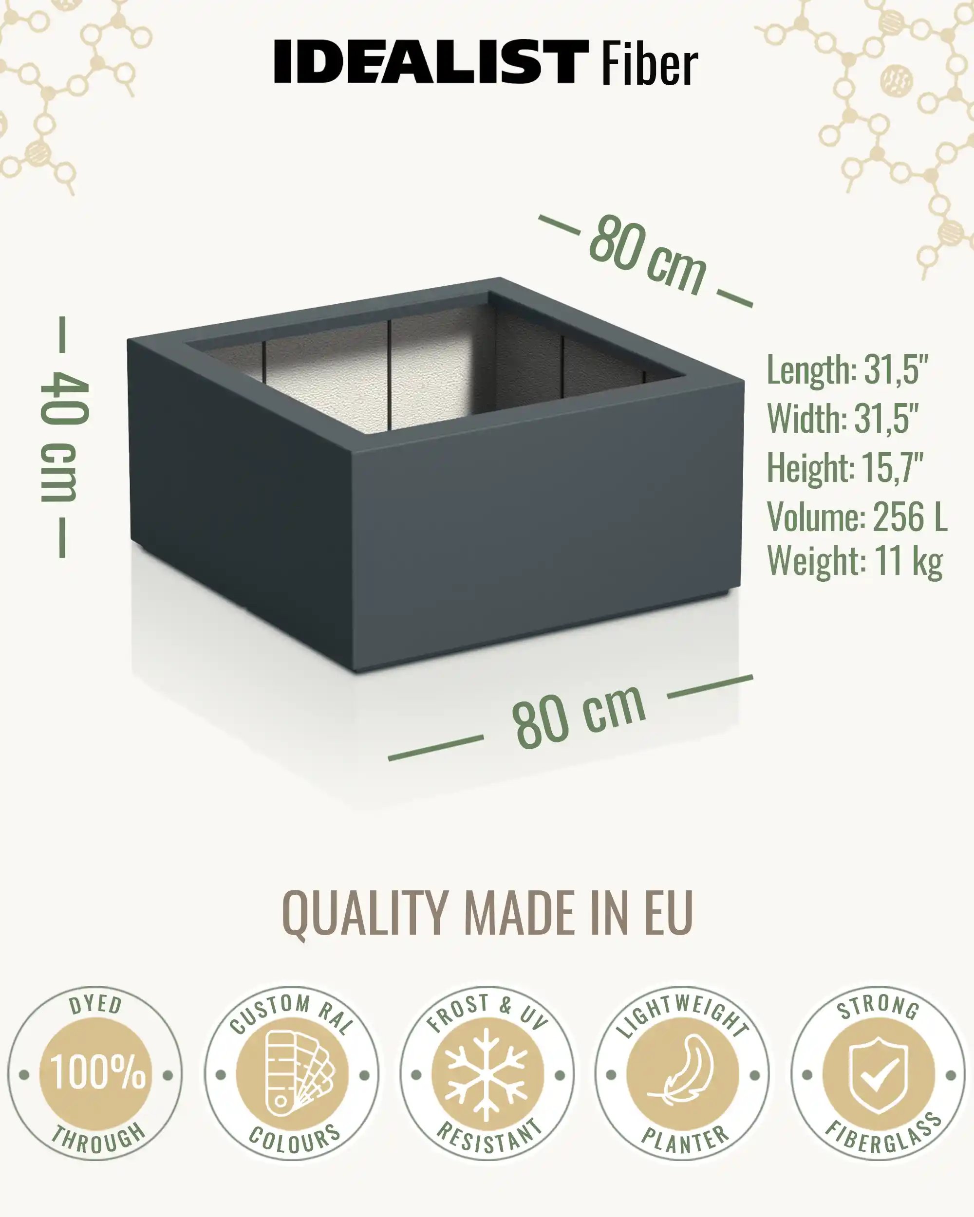 PURE Low Cube Outdoor Fibreglass Planter