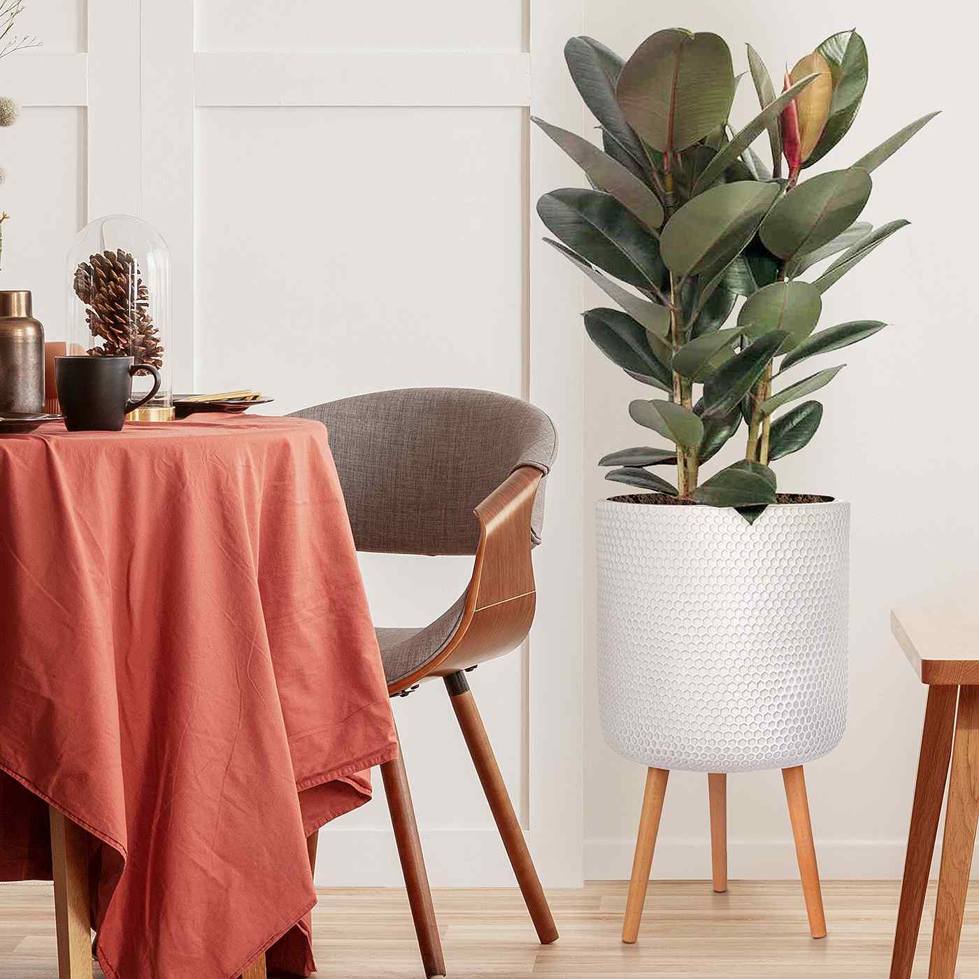 IDEALIST Lite Honeycomb Style Cylinder Planter on Legs, Round Pot Plant Stand Indoor