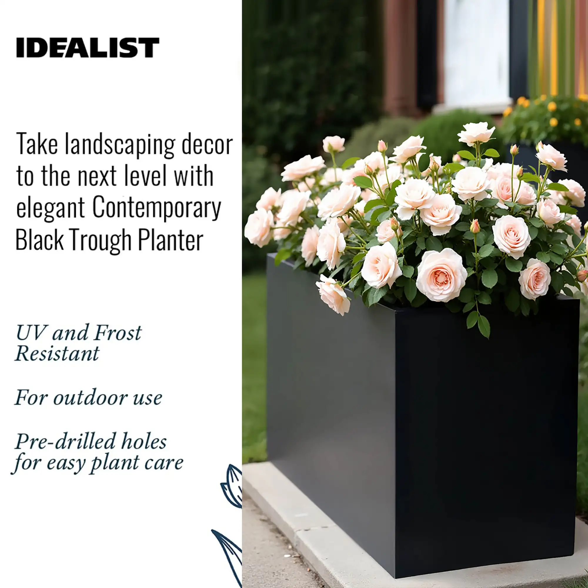 IDEALIST Lite Contemporary Light Concrete Trough Planter
