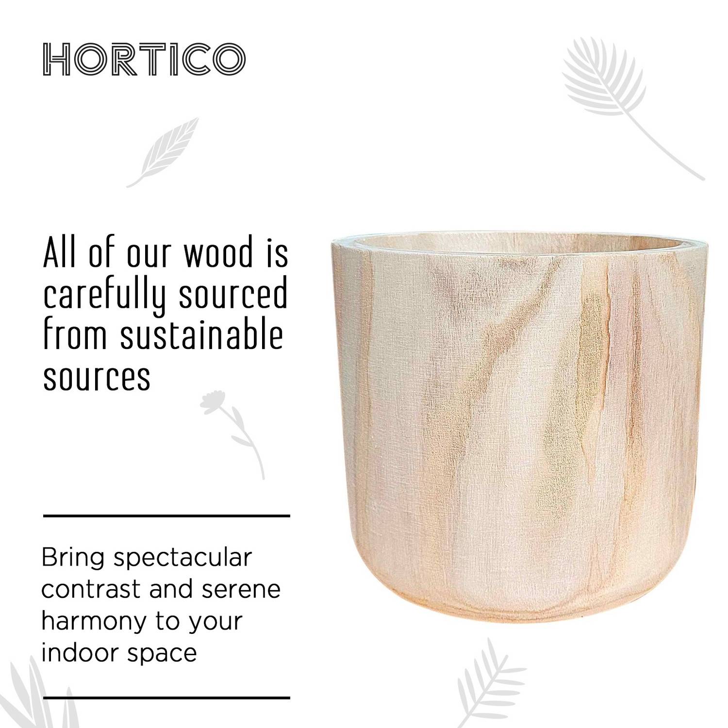 HORTICO CRAFT Wooden House Planter Round Indoor Plant Pot for House Plants with Waterproof Liner