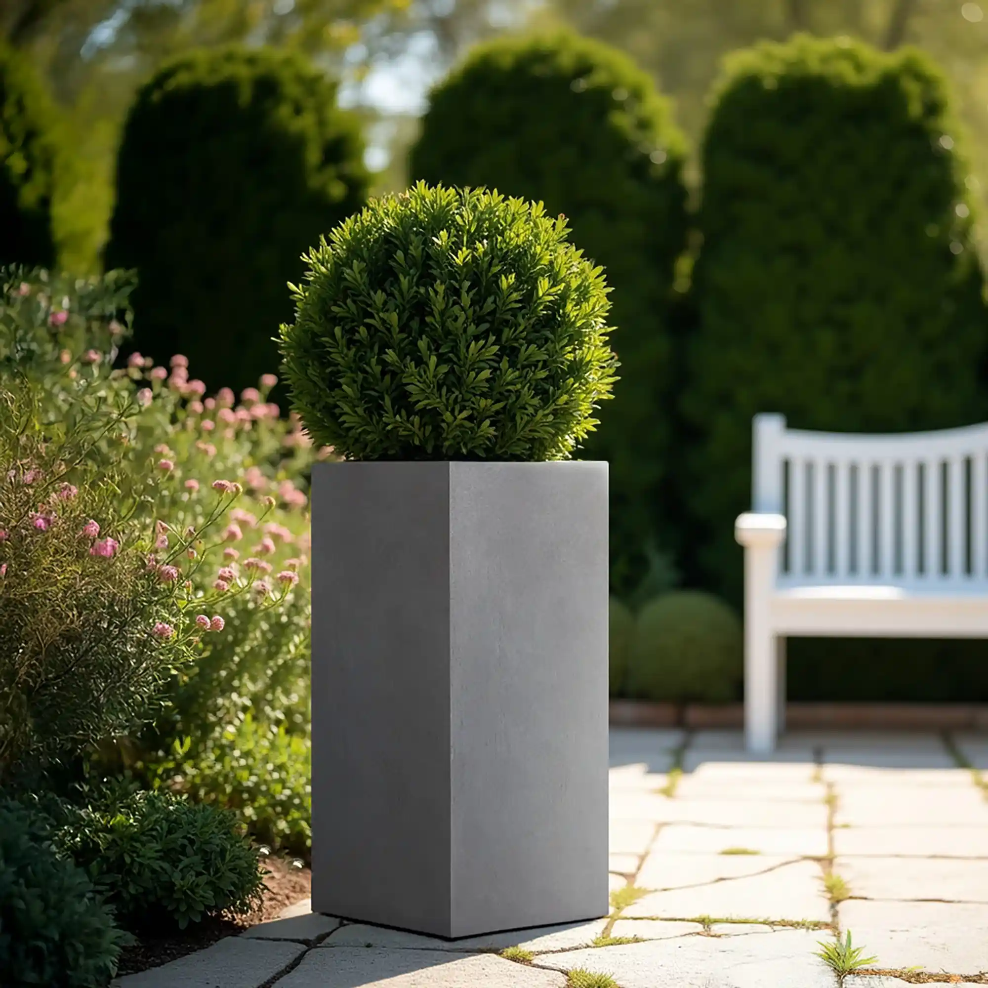 IDEALIST Lite Tall Square Contemporary Light Concrete Planter