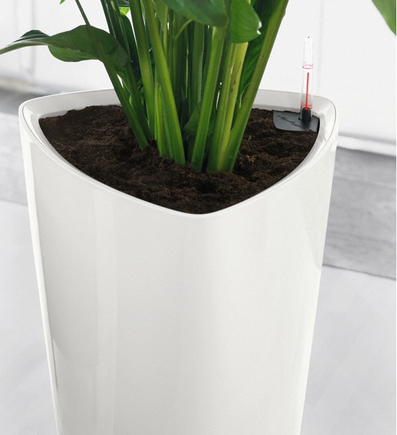 LECHUZA Delta Round Tall Poly Resin Self-watering Planter