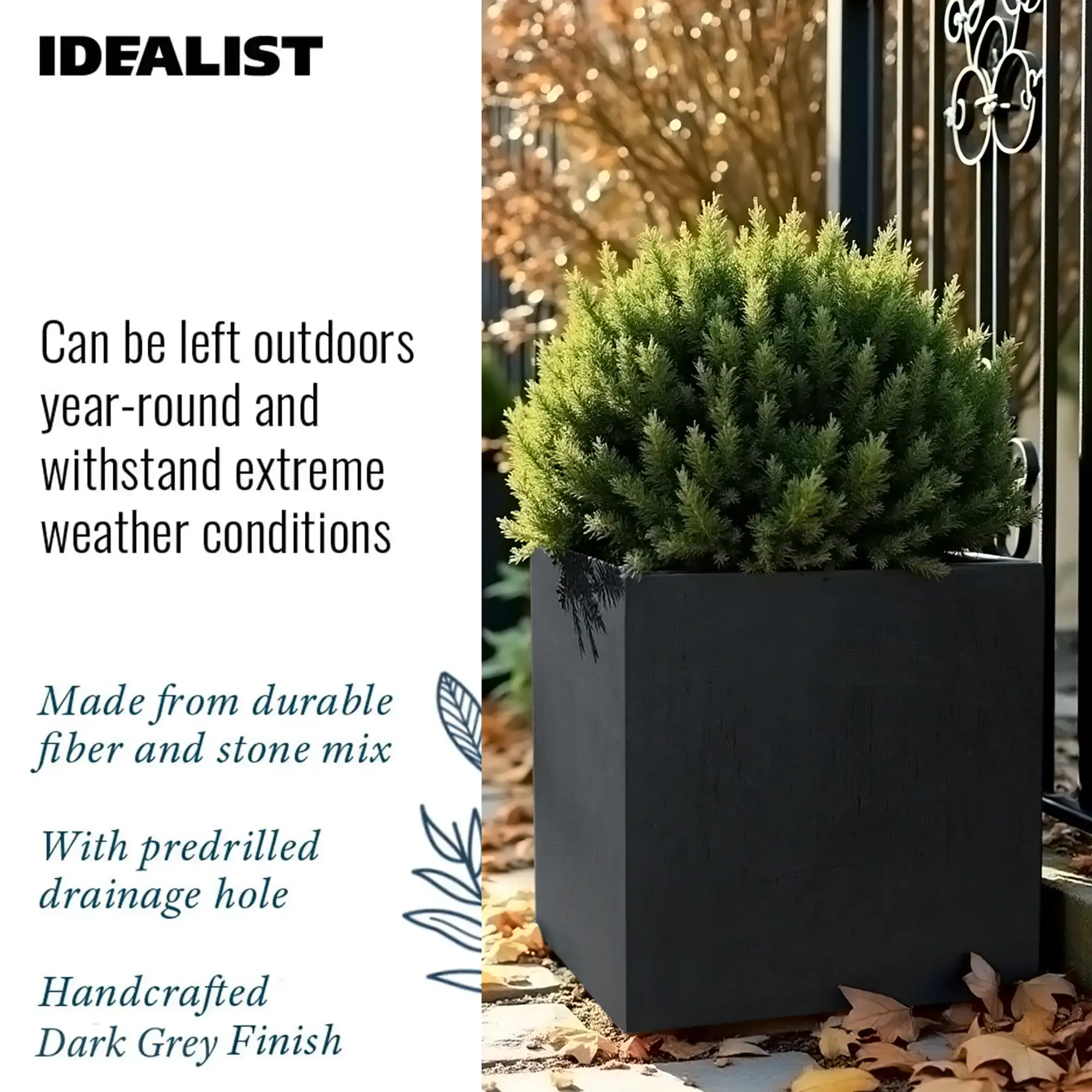 IDEALIST Lite Square Box Contemporary Light Concrete Planter