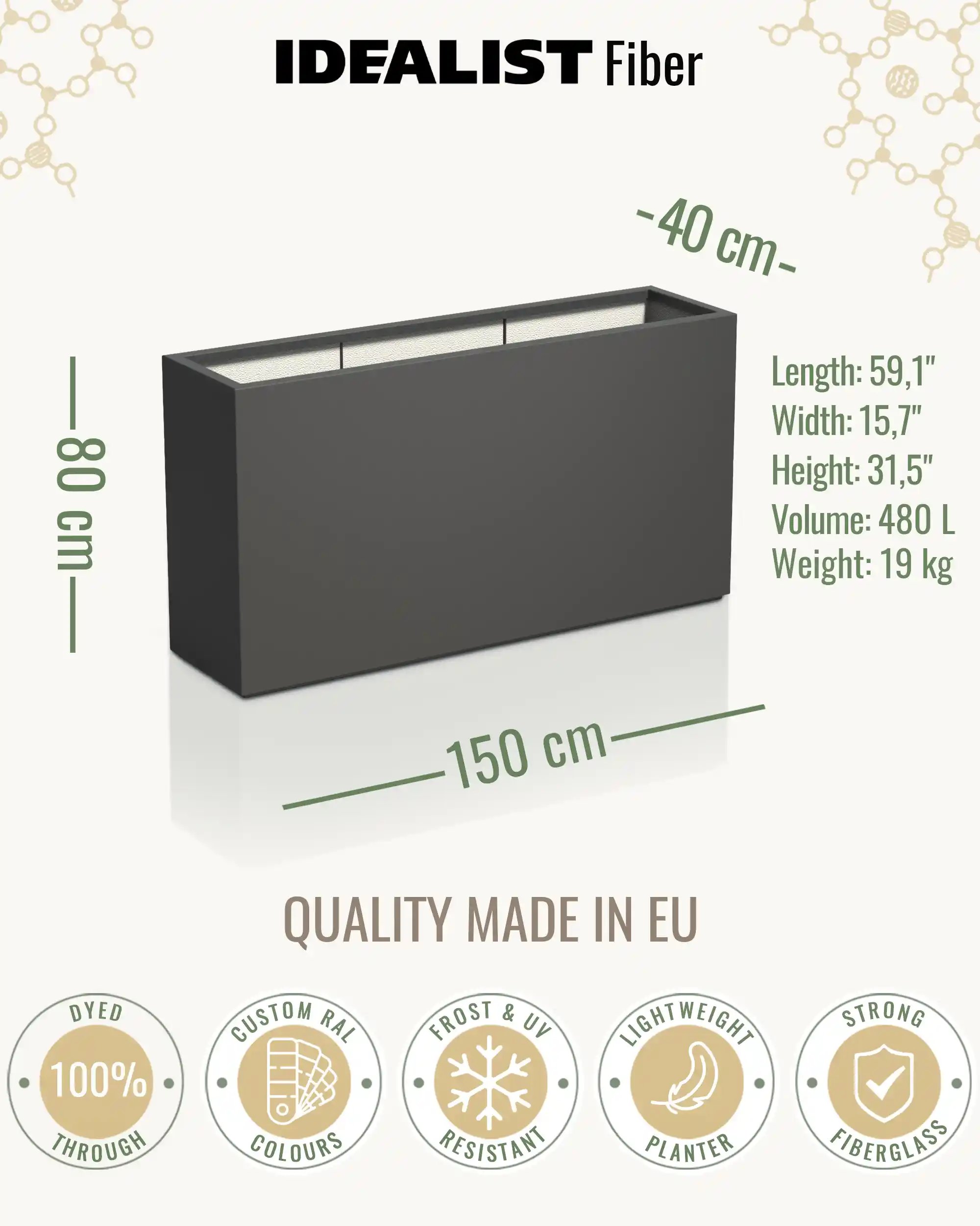 AXIS Trough Outdoor Fiberglass Planter