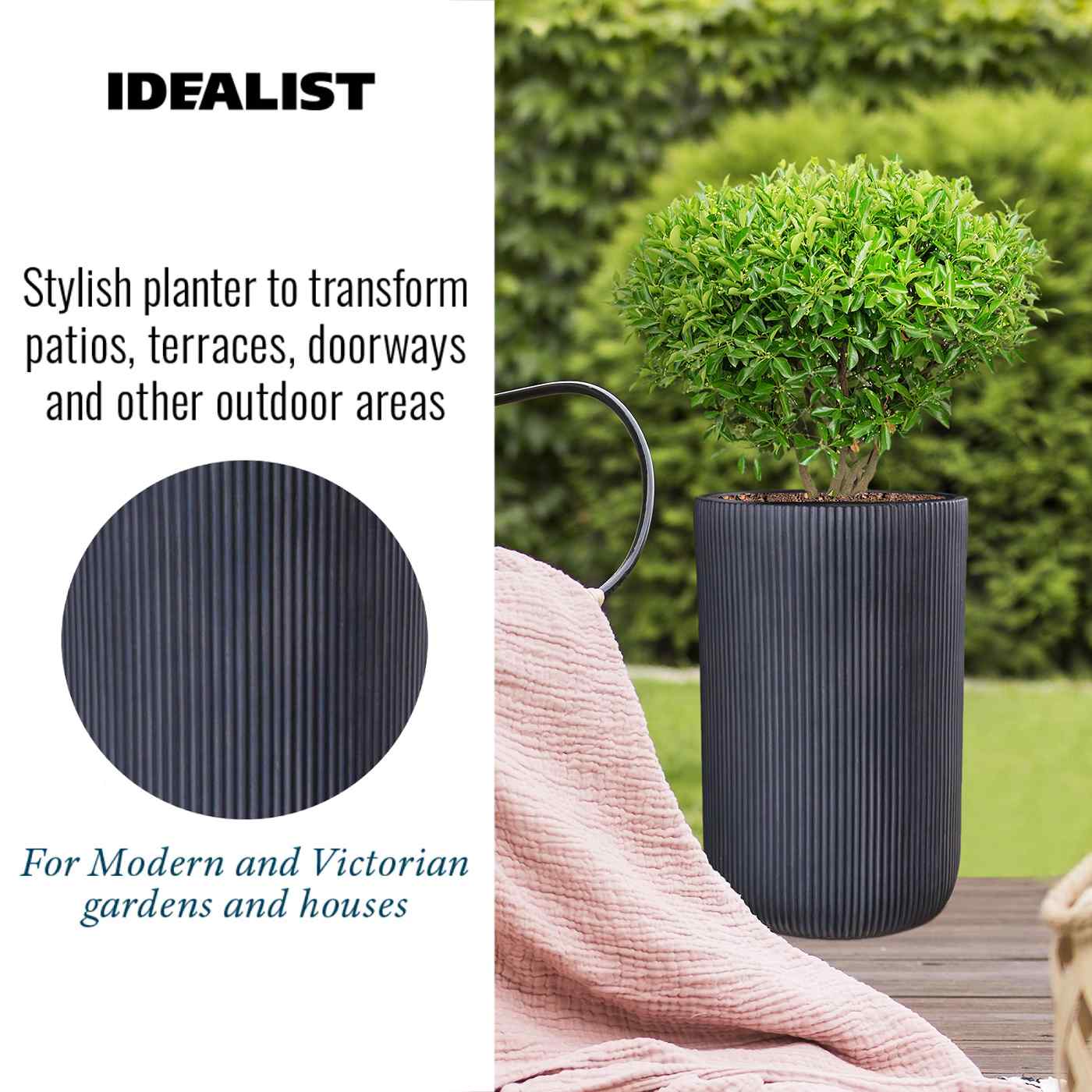 IDEALIST Lite Ribbed Cylinder Outdoor Planter