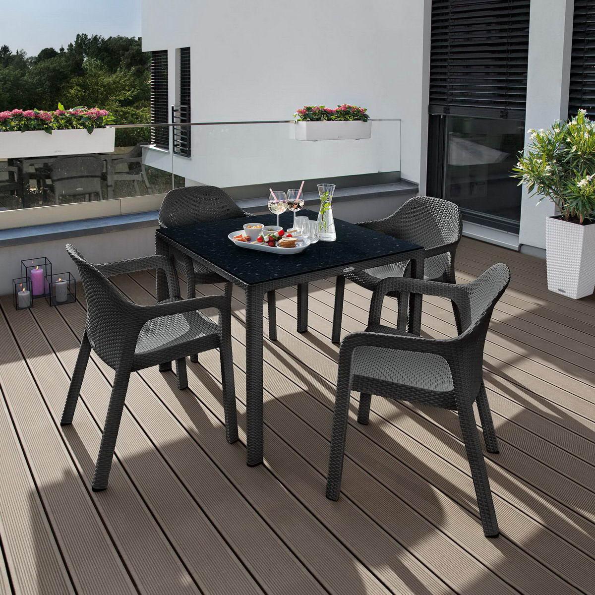 LECHUZA Square Patio Dining Garden Table HPL