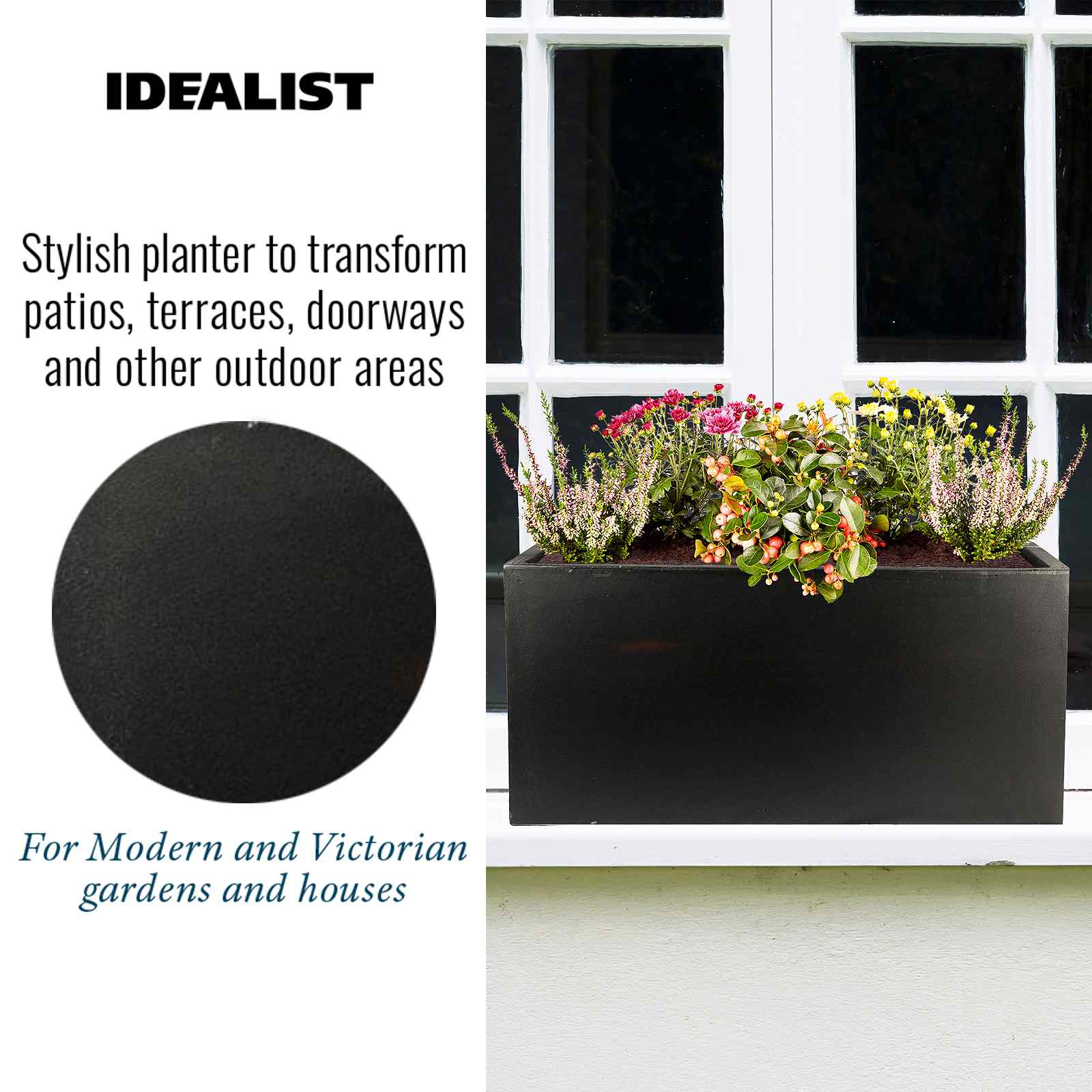 IDEALIST Lite Contemporary Light Concrete Trough Planter