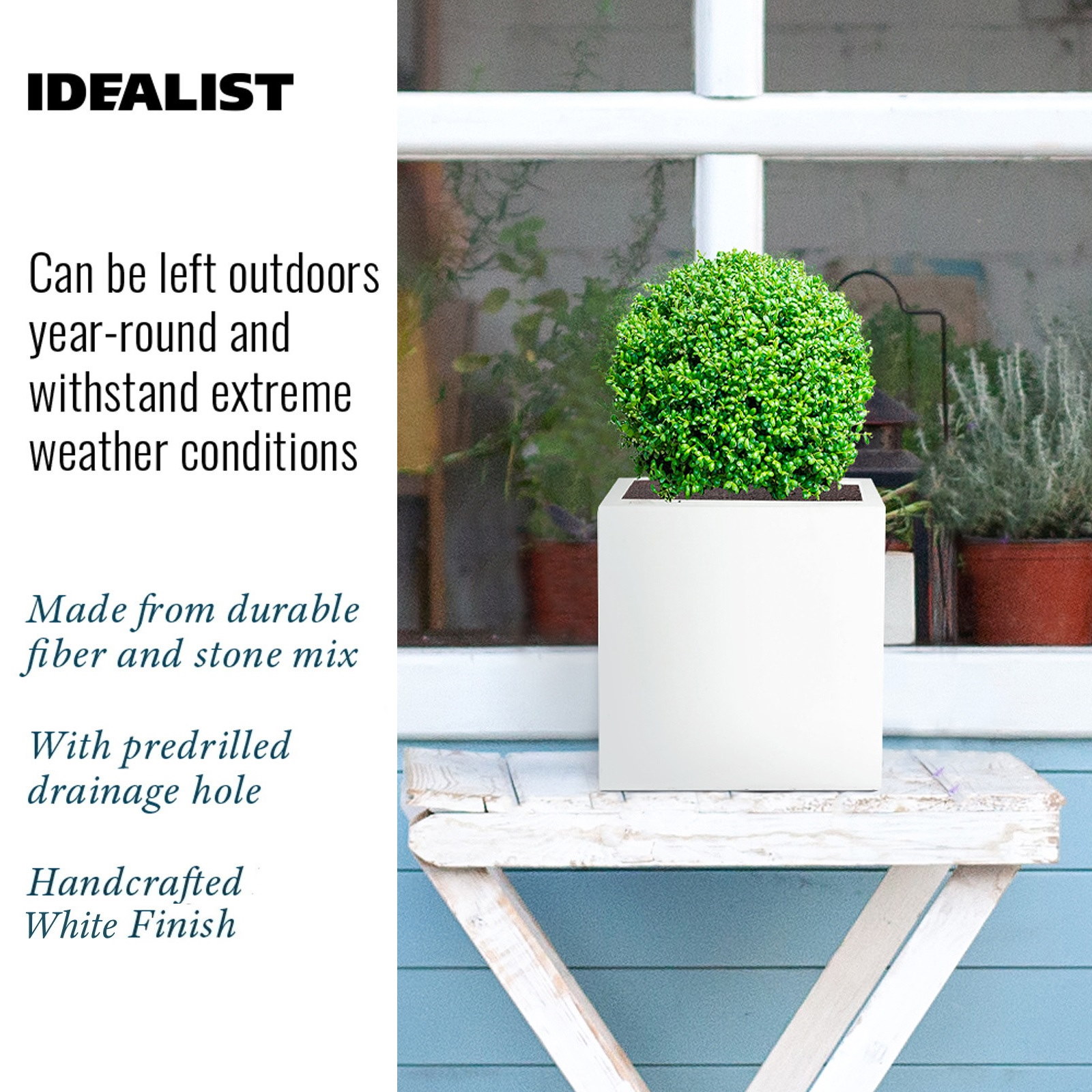 IDEALIST Lite Square Box Contemporary Light Concrete Planter