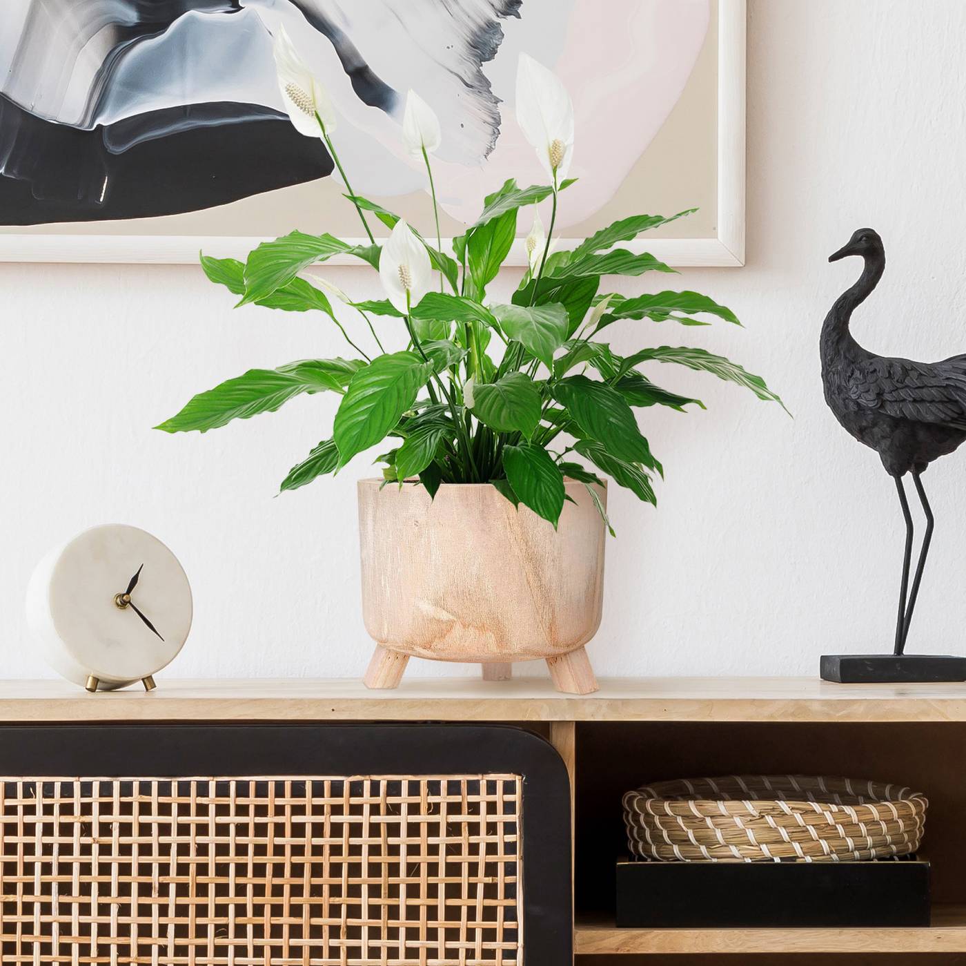 HORTICO GROWER Wooden House Planter with Legs, Indoor Plant Pot Stand with Waterproof Liner