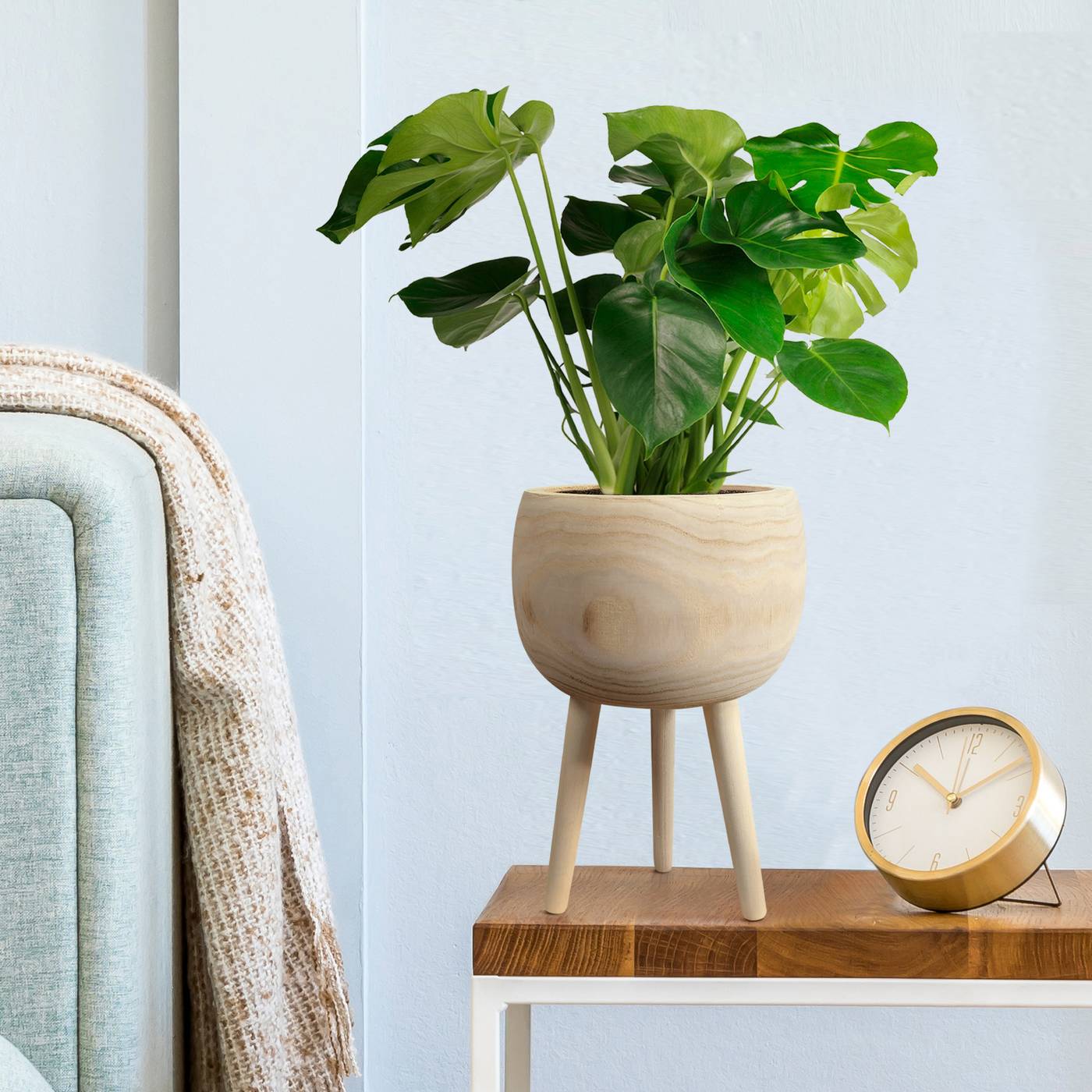 HORTICO TREND Wooden House Planter with Legs, Tall Indoor Plant Pot Stand with Waterproof Liner