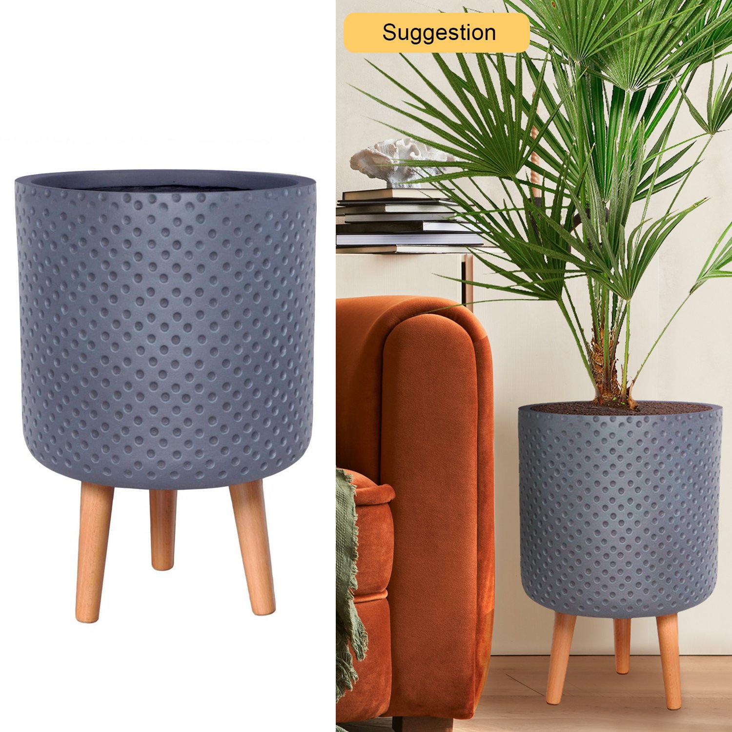 IDEALIST Lite Dotted Style Planter on Legs, Round Plant Pot Indoor