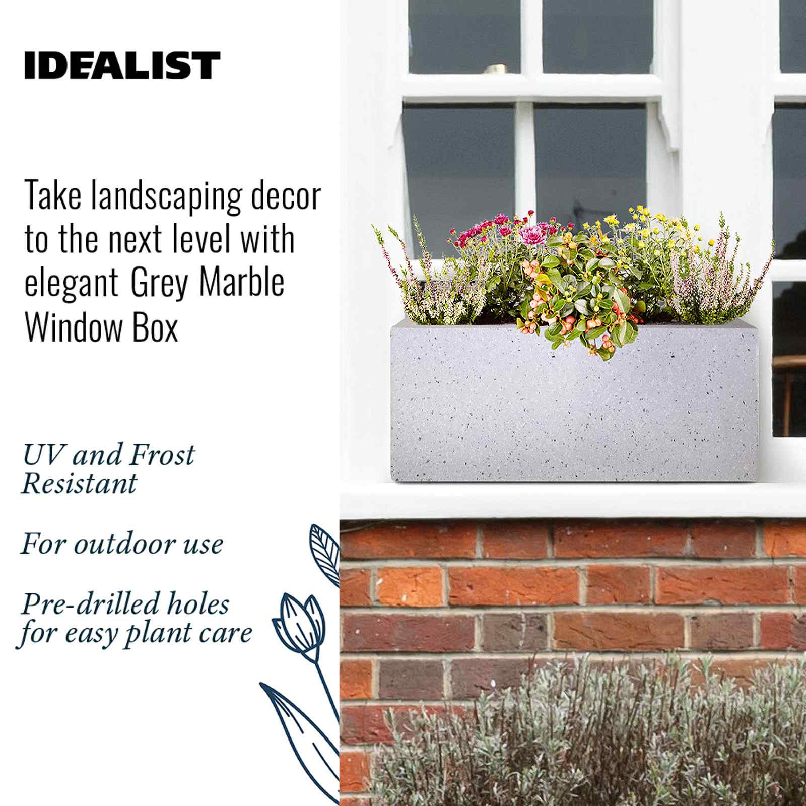 IDEALIST Lite Window Box Light Concrete Planter