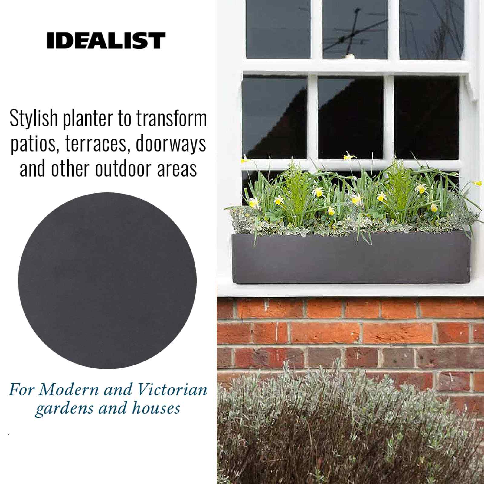 IDEALIST Lite Window Box Light Concrete Planter Set