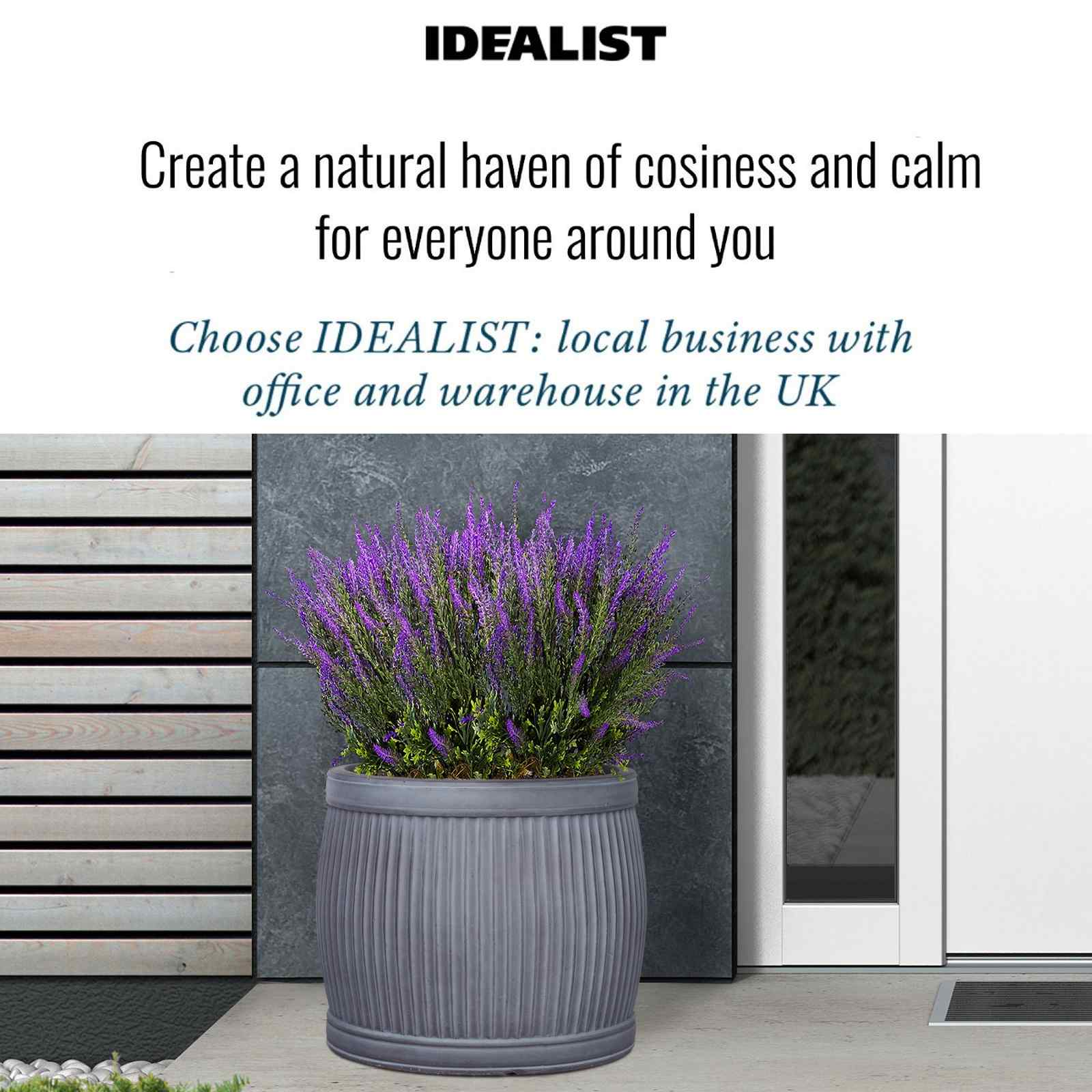 IDEALIST Lite Vertical Ribbed Vintage Style Barrel Round Planter