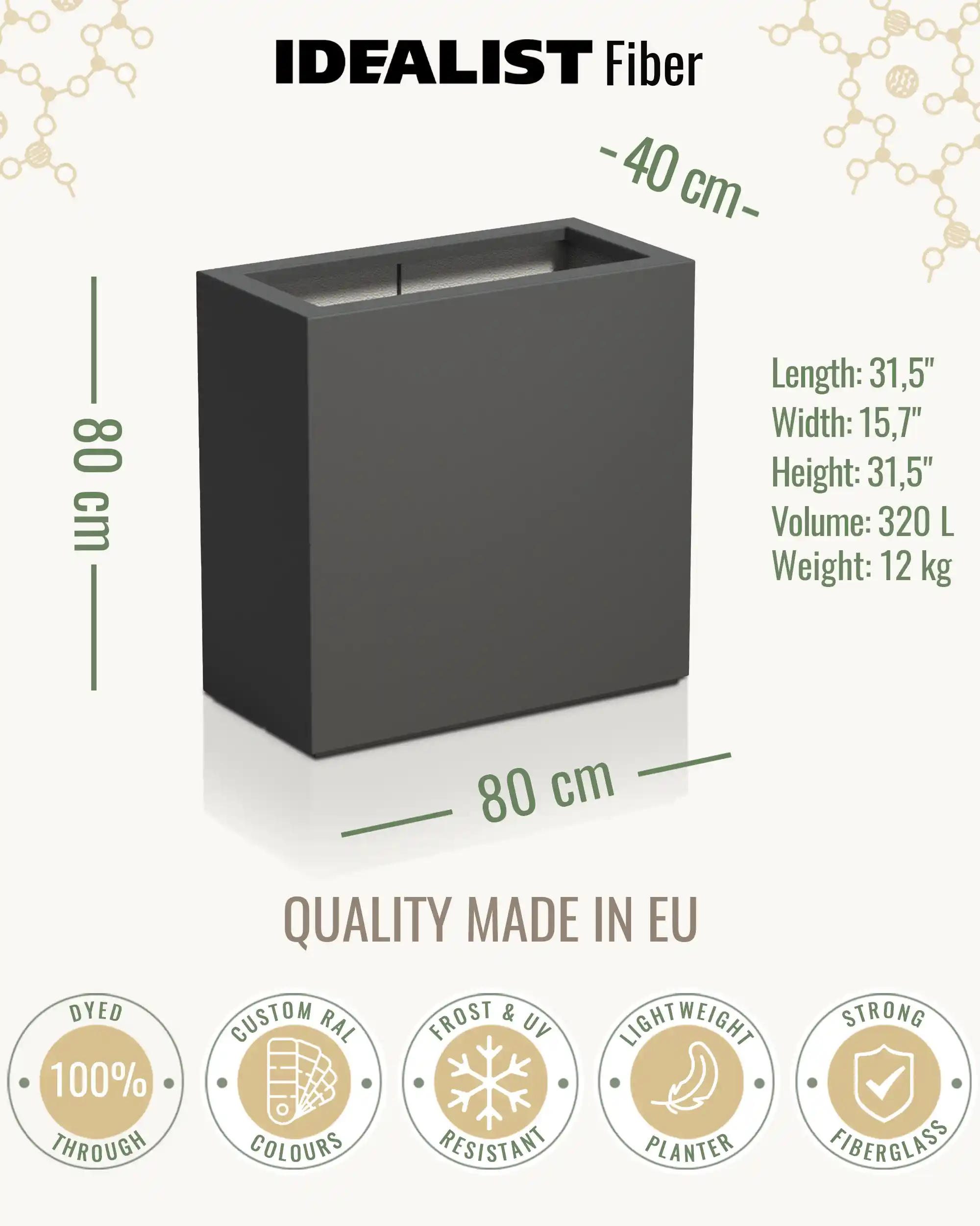 AXIS Trough Outdoor Fiberglass Planter