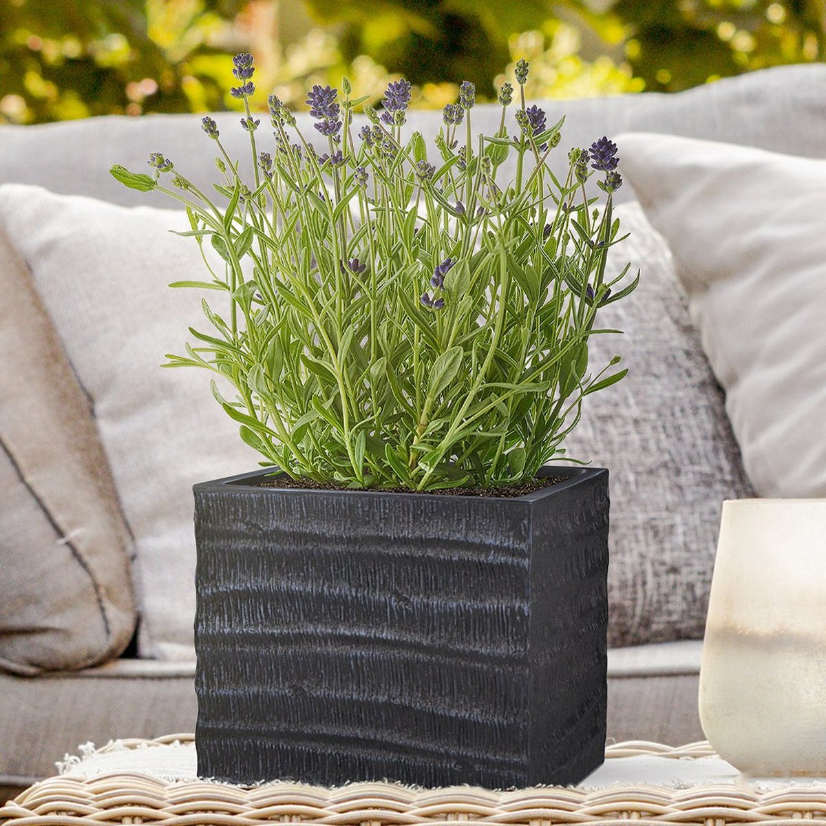 IDEALIST Lite Straw Ribbed Square Outdoor Planter