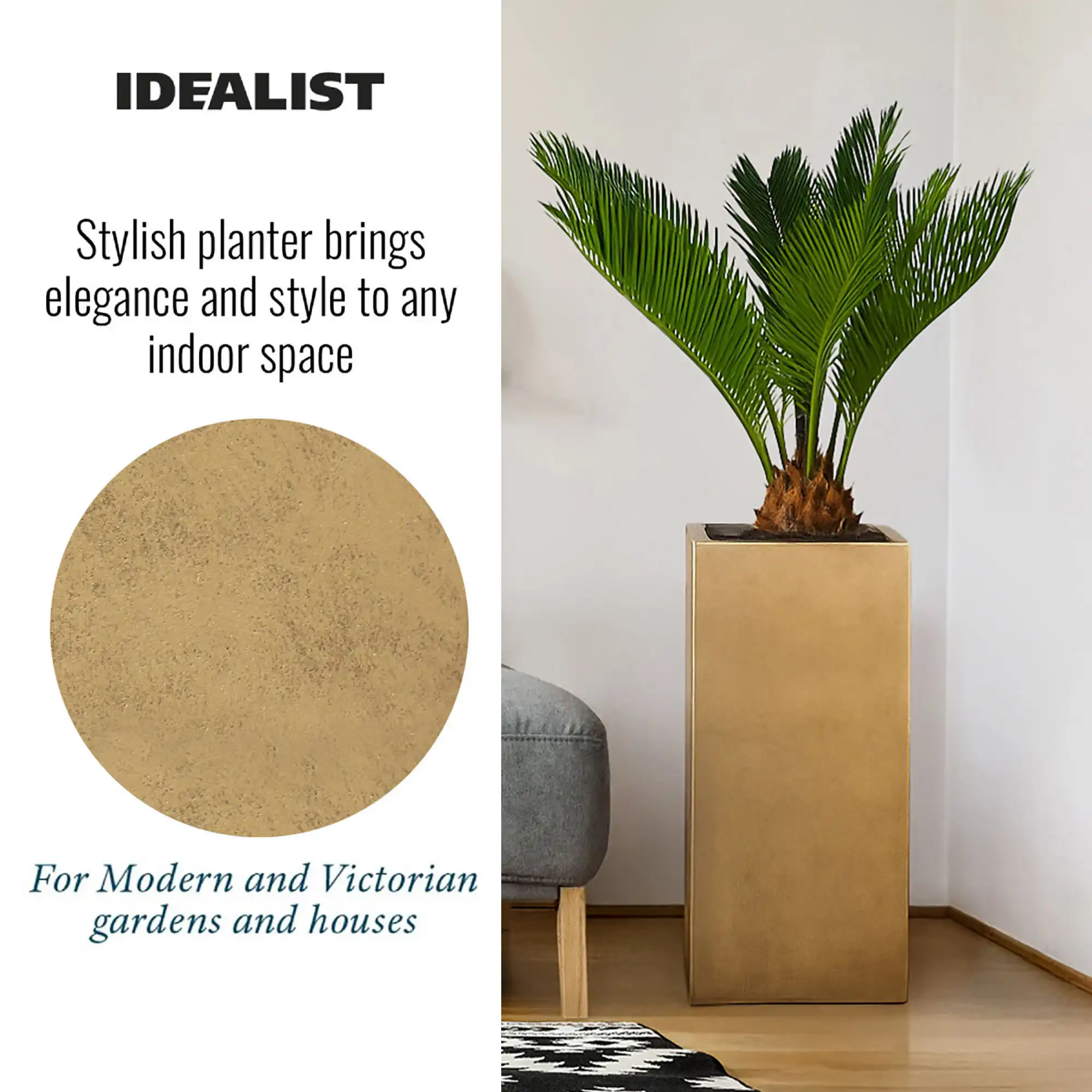 IDEALIST Lite Tall Square Metallic Indoor Planter