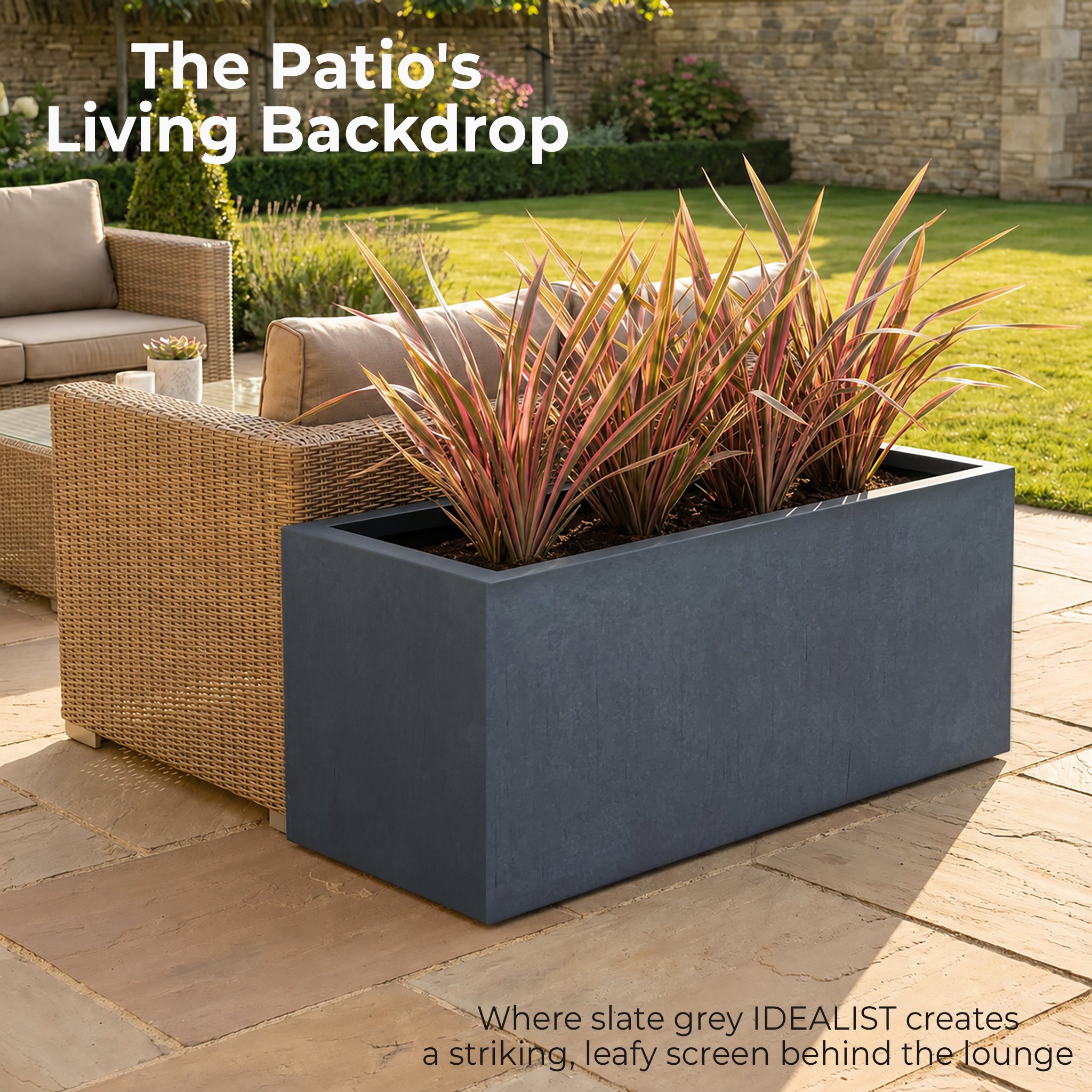 IDEALIST Lite Contemporary Light Concrete Trough Planter