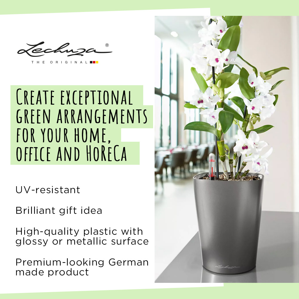 LECHUZA DELTINI|MINI-DELTINI Round Poly Resin Indoor Self-watering Planter