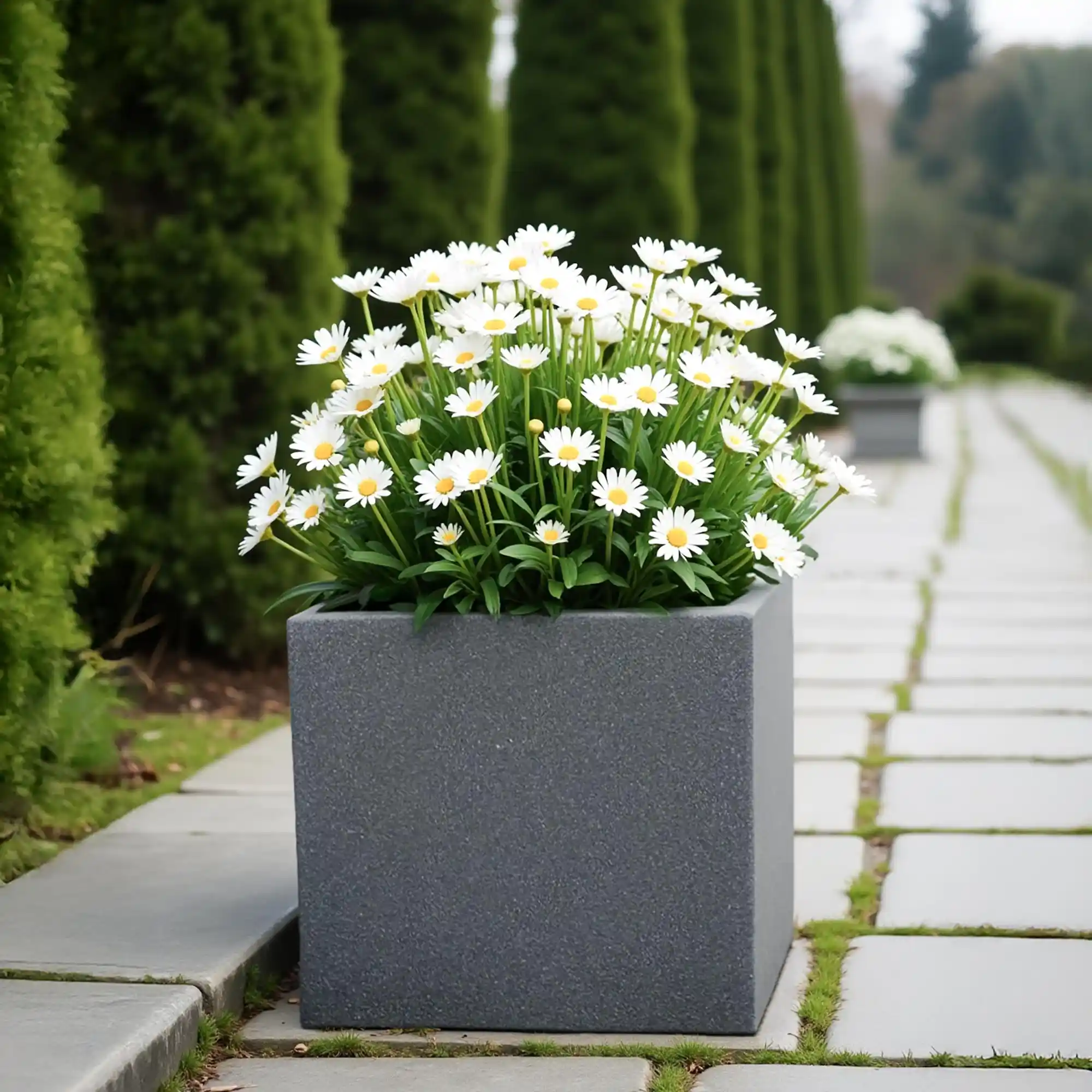 IDEALIST Lite Textured Concrete Effect Square Outdoor Planter