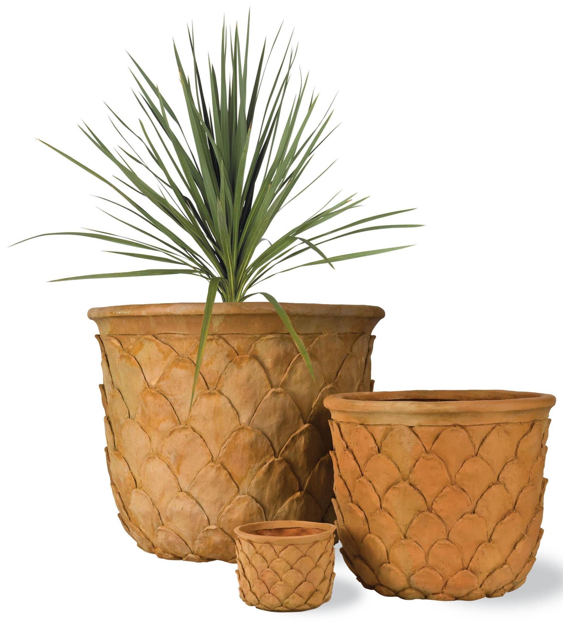 Pineapple Fiberglass Round Tall Terracotta Planter Pot In/Out