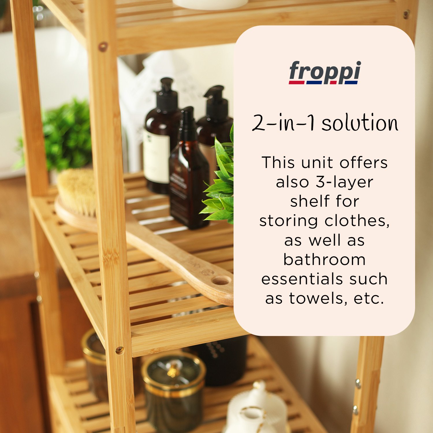 Froppi Wooden Washing Hamper Laundry Basket for Bathrooms