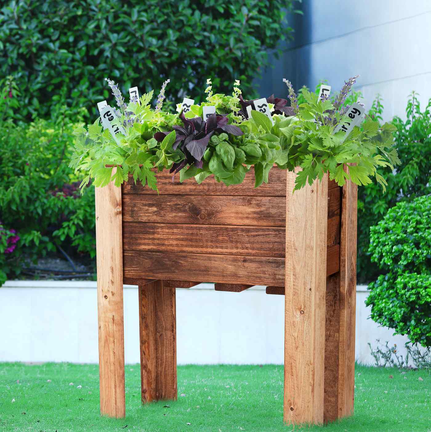 Rustic Scandinavian Redwood Raised Bed Outdoor Planter on Legs Made in UK by HORTICO