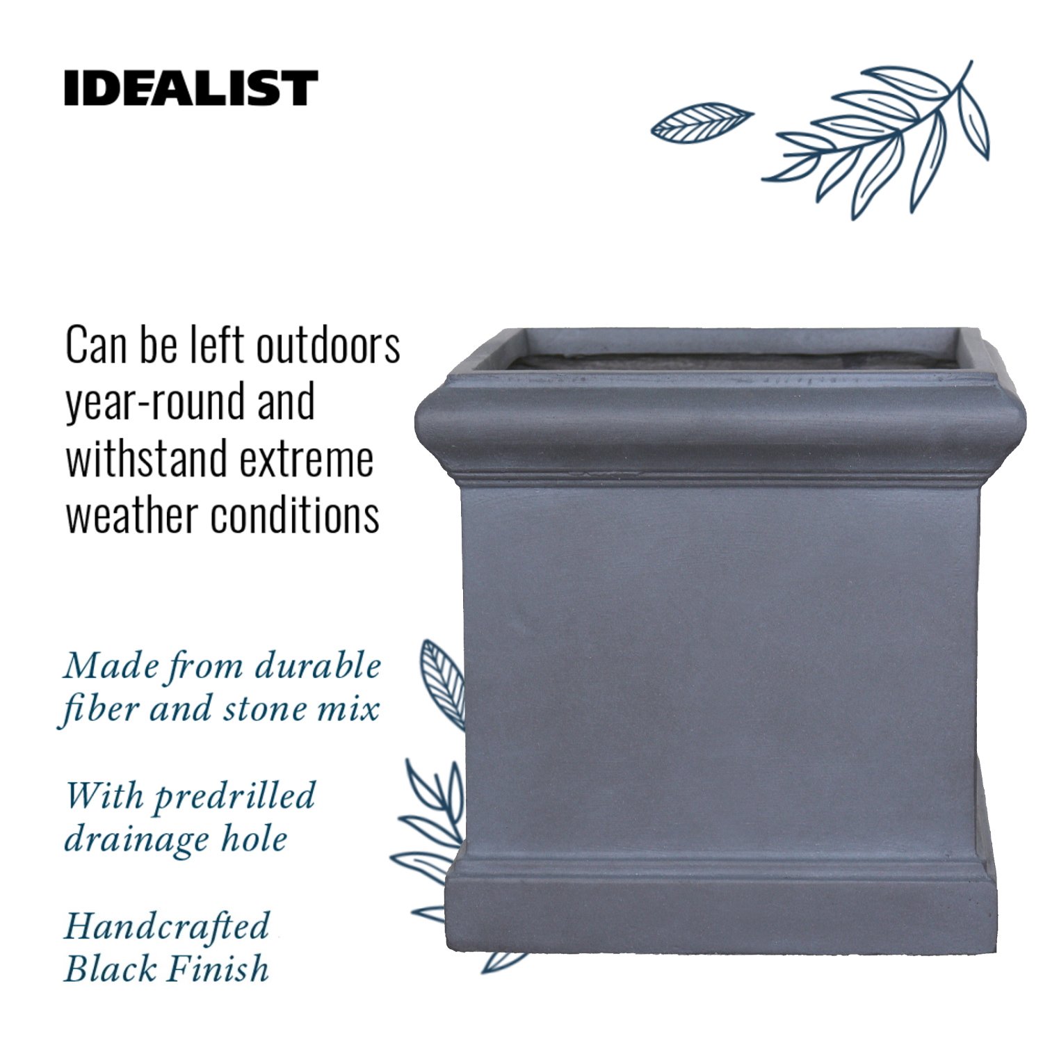 IDEALIST Lite Victorian Box Square Light Stone Outdoor Planter