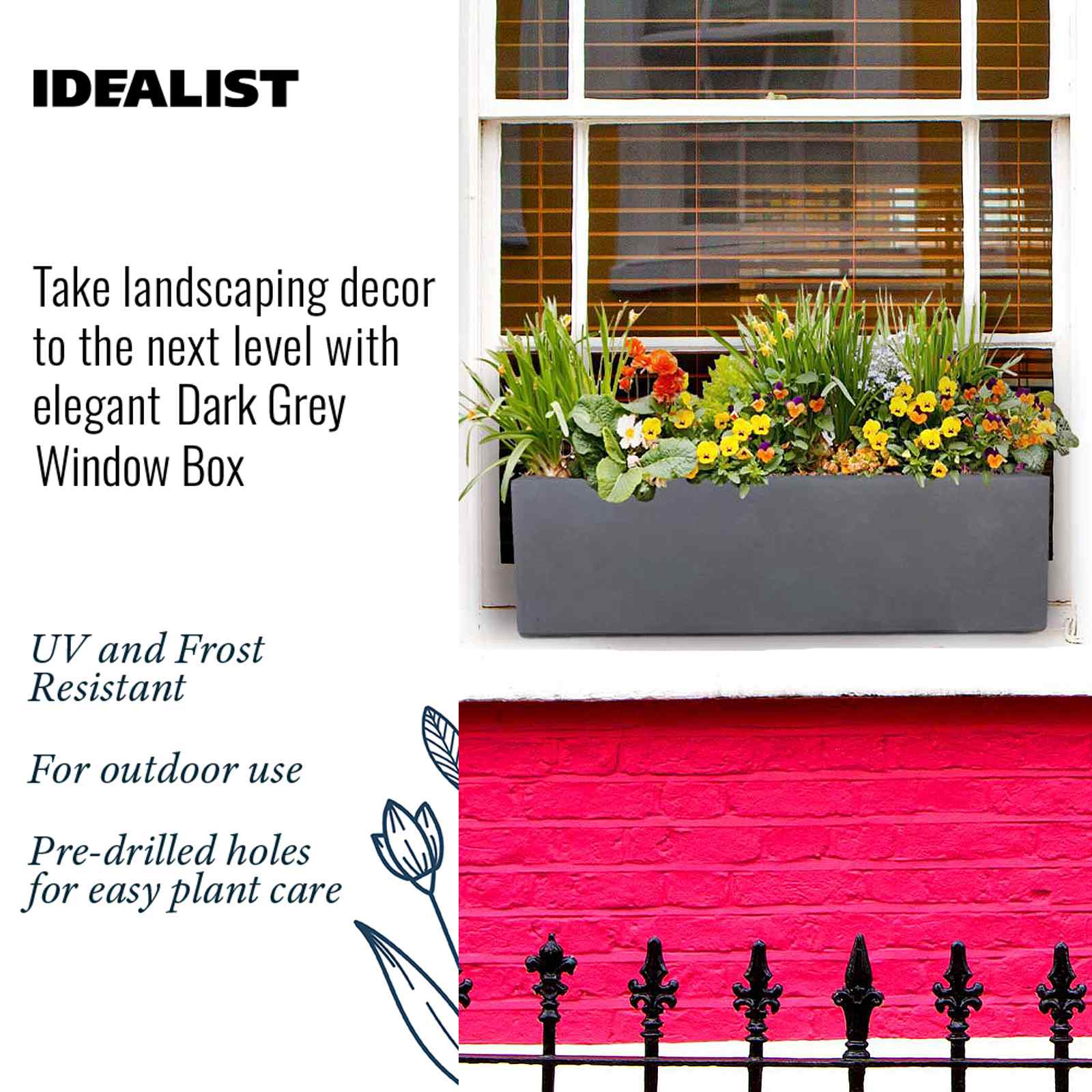 IDEALIST Lite Window Box Light Concrete Planter