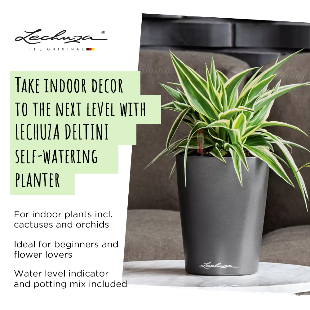 LECHUZA DELTINI|MINI-DELTINI Round Poly Resin Indoor Self-watering Planter