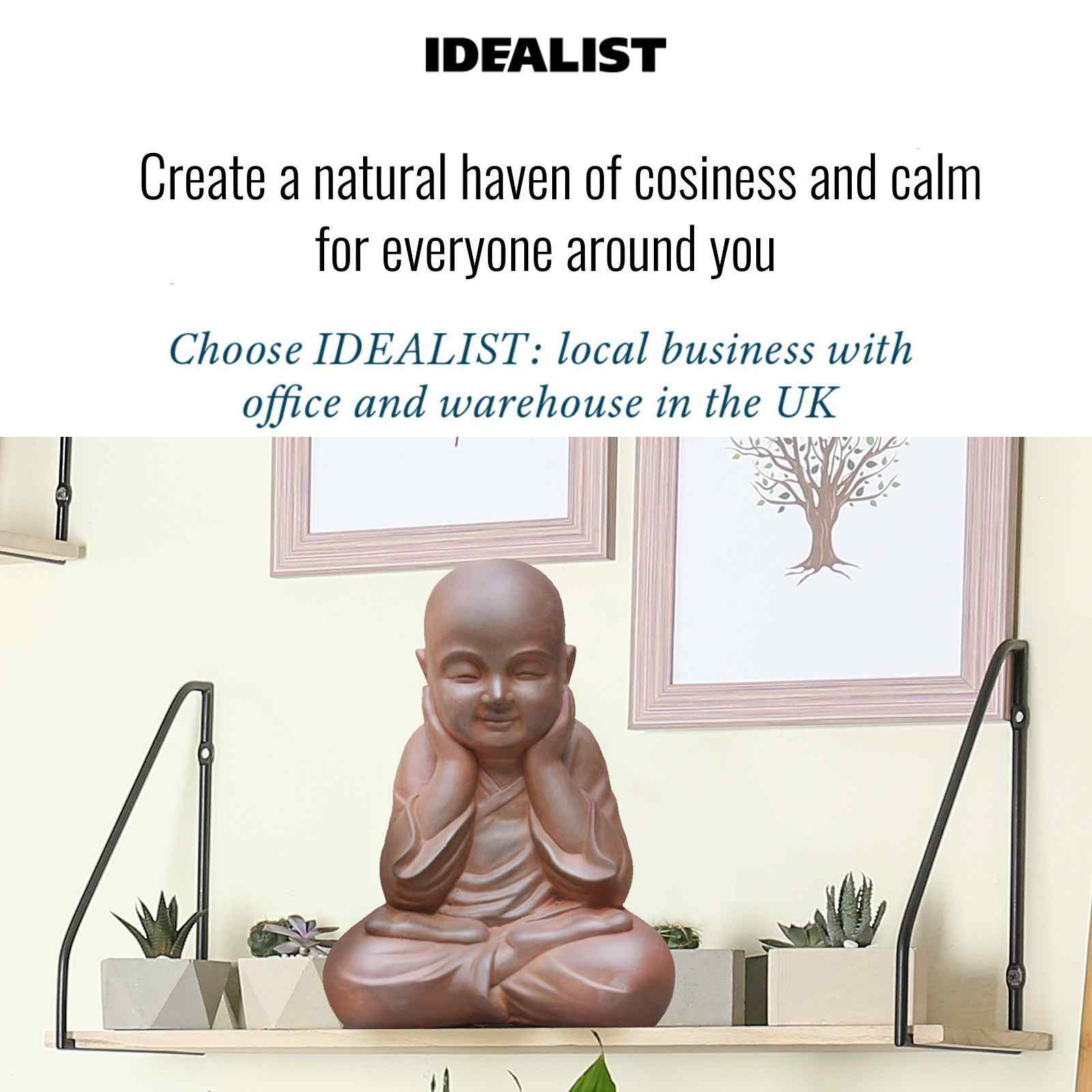 IDEALIST Lite Sitting Baby Monk Rusty Indoor and Outdoor Statue L29.5 W23.5 H39 cm