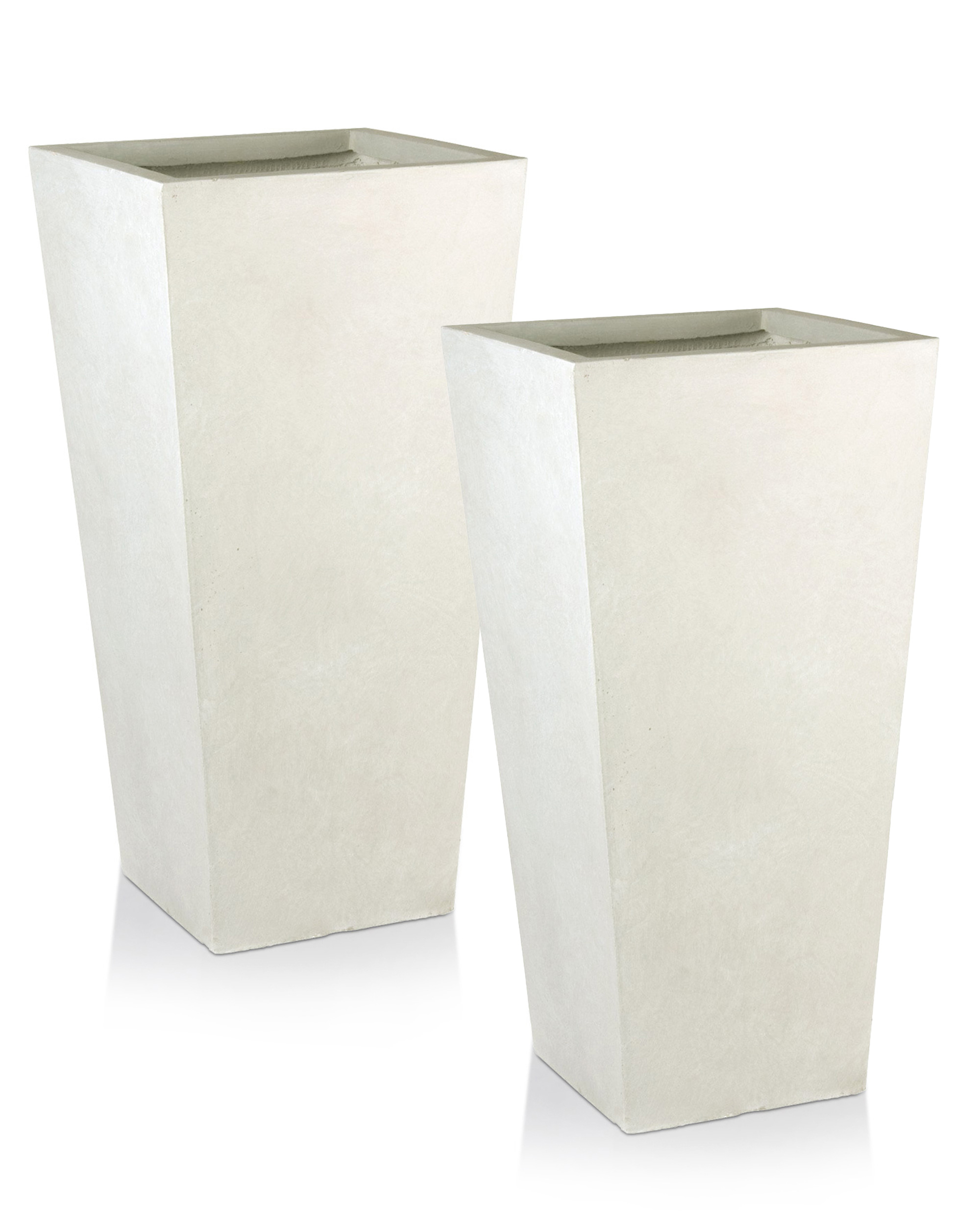 Set of IDEALIST Lite Light Concrete Garden Tall Planters, Outdoor Plant Pots with Tapered Shape