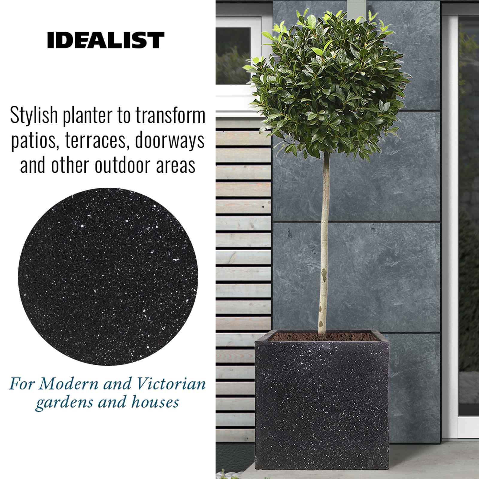 IDEALIST Lite Square Box Contemporary Marble Light Concrete Planter